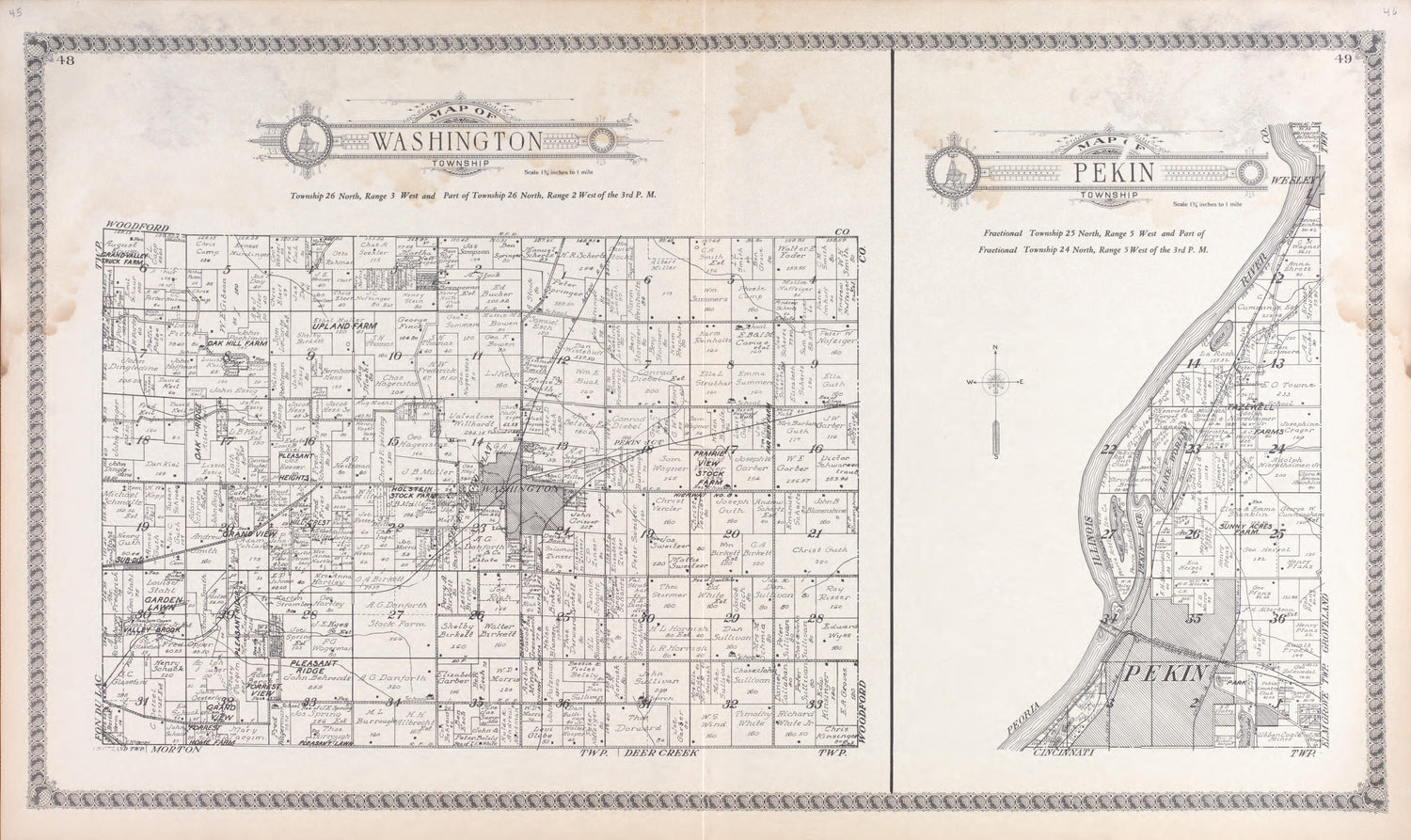 Washington, Pekin from Standard Atlas of Tazewell County, Illinois : Including a Plat Book of the Villages, Cities and Townships of the County, Map of the State, United States and World : Patrons Directory, Reference … 1929 by Relic Map Company