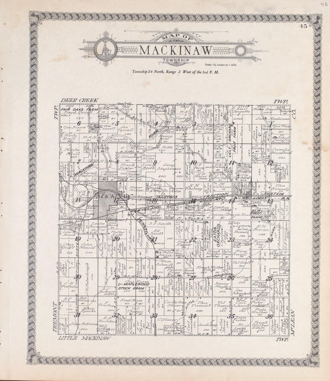 Mackinaw from Standard Atlas of Tazewell County, Illinois : Including a Plat Book of the Villages, Cities and Townships of the County, Map of the State, United States and World : Patrons Directory, Reference … 1929 by Relic Map Company