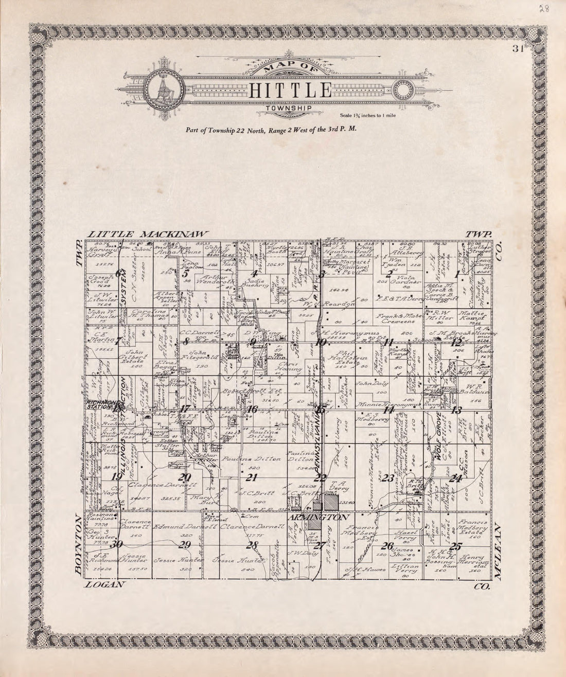 Hittle from Standard Atlas of Tazewell County, Illinois : Including a Plat Book of the Villages, Cities and Townships of the County, Map of the State, United States and World : Patrons Directory, Reference … 1929 by Relic Map Company