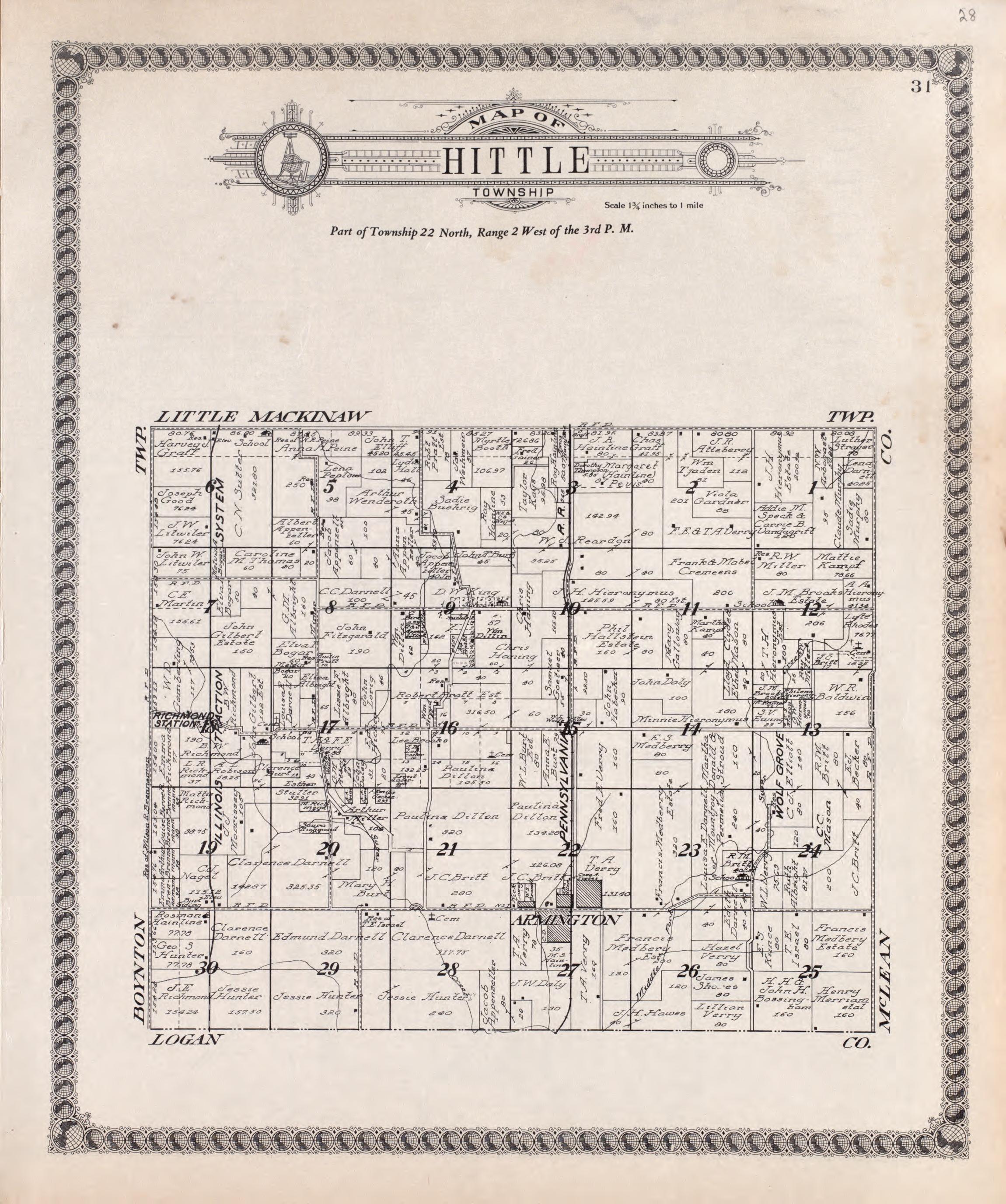Hittle from Standard Atlas of Tazewell County, Illinois : Including a Plat Book of the Villages, Cities and Townships of the County, Map of the State, United States and World : Patrons Directory, Reference … 1929 by Relic Map Company