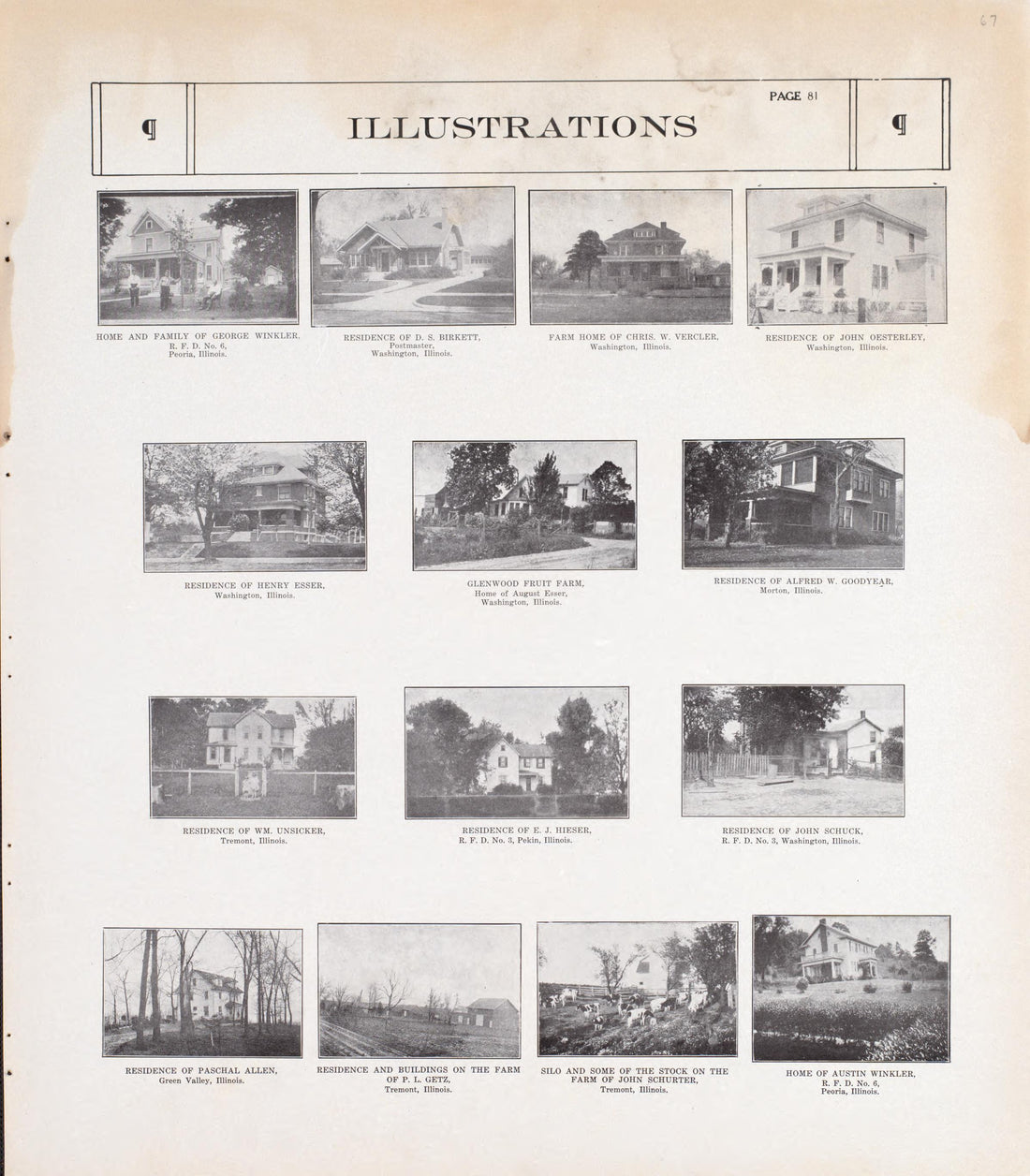 Illustrations - 5 from Standard Atlas of Tazewell County, Illinois : Including a Plat Book of the Villages, Cities and Townships of the County, Map of the State, United States and World : Patrons Directory, Reference … 1929 by Relic Map Company