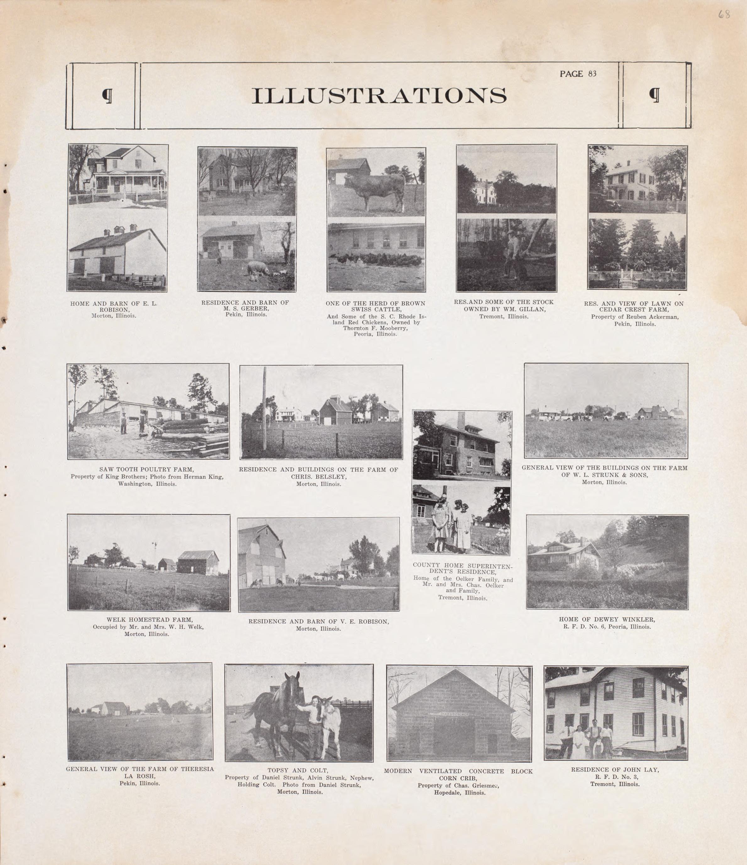 Illustrations - 6 from Standard Atlas of Tazewell County, Illinois : Including a Plat Book of the Villages, Cities and Townships of the County, Map of the State, United States and World : Patrons Directory, Reference … 1929 by Relic Map Company