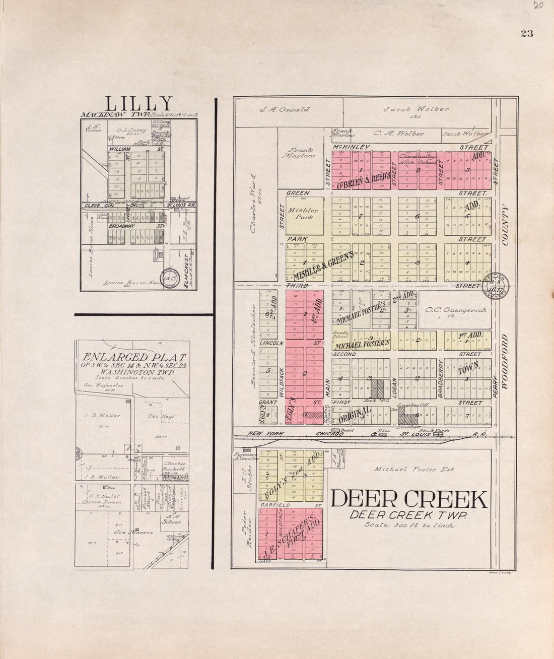 Lilly, Deercreek from Standard Atlas of Tazewell County, Illinois : Including a Plat Book of the Villages, Cities and Townships of the County, Map of the State, United States and World : Patrons Directory, Reference … 1929 by Relic Map Company