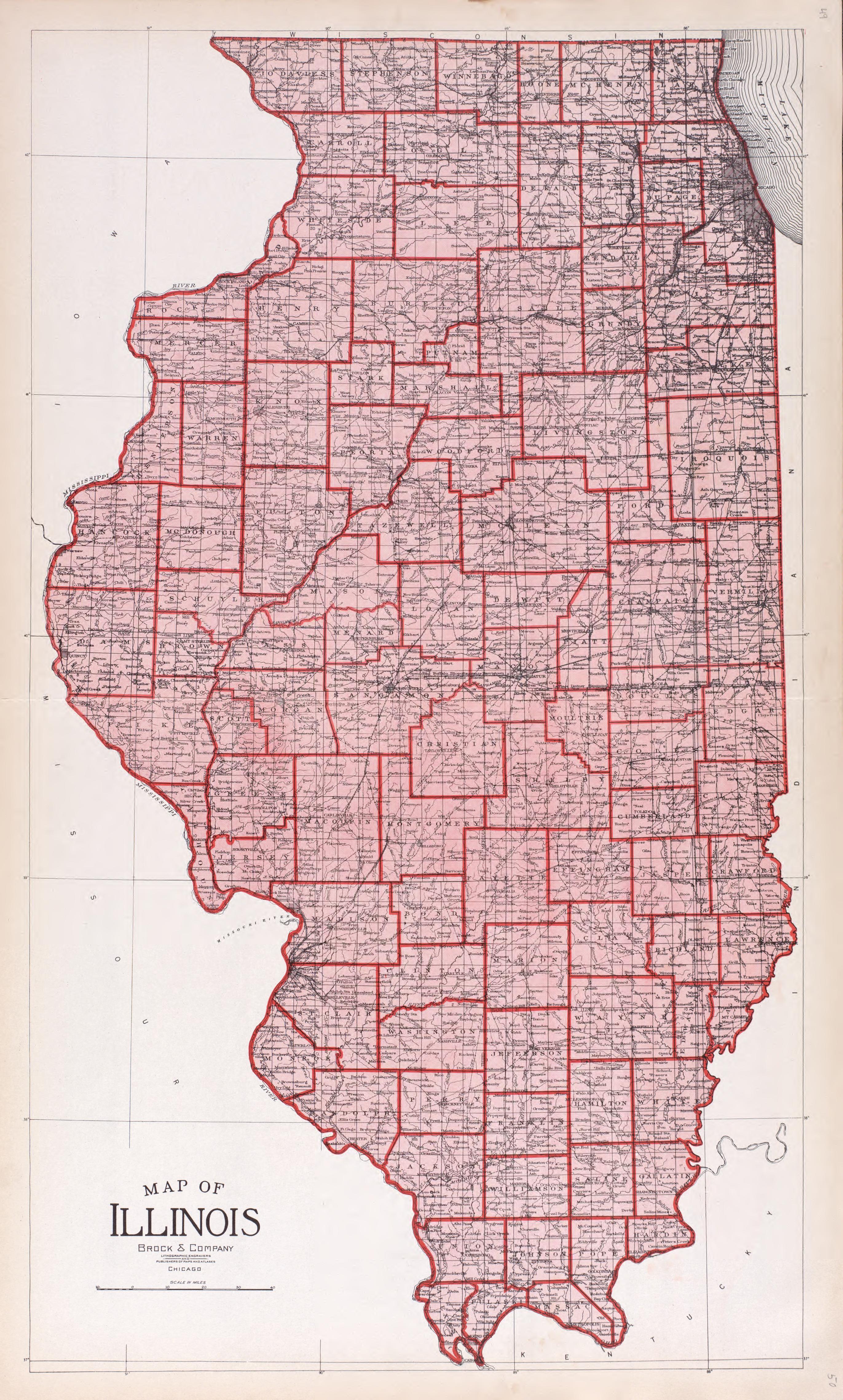 Illinois from Standard Atlas of Tazewell County, Illinois : Including a Plat Book of the Villages, Cities and Townships of the County, Map of the State, United States and World : Patrons Directory, Reference … 1929 by Relic Map Company