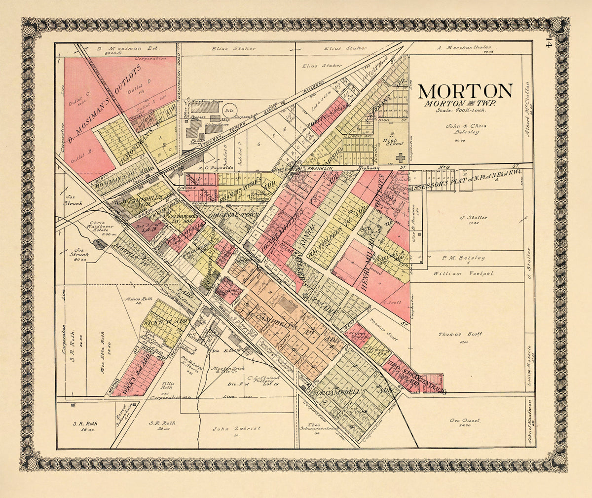 Morton from Standard Atlas of Tazewell County, Illinois : Including a Plat Book of the Villages, Cities and Townships of the County, Map of the State, United States and World : Patrons Directory, Reference … 1929 by Relic Map Company