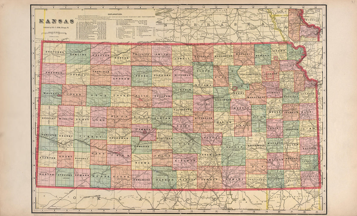 Kansas from Standard Atlas of Hodgeman County, Kansas : Including a Plat Book of the Villages, Cities and Townships of the County, Map of the State, United States and World, Patrons Directory, Reference Business … 1907 by Relic Map Company