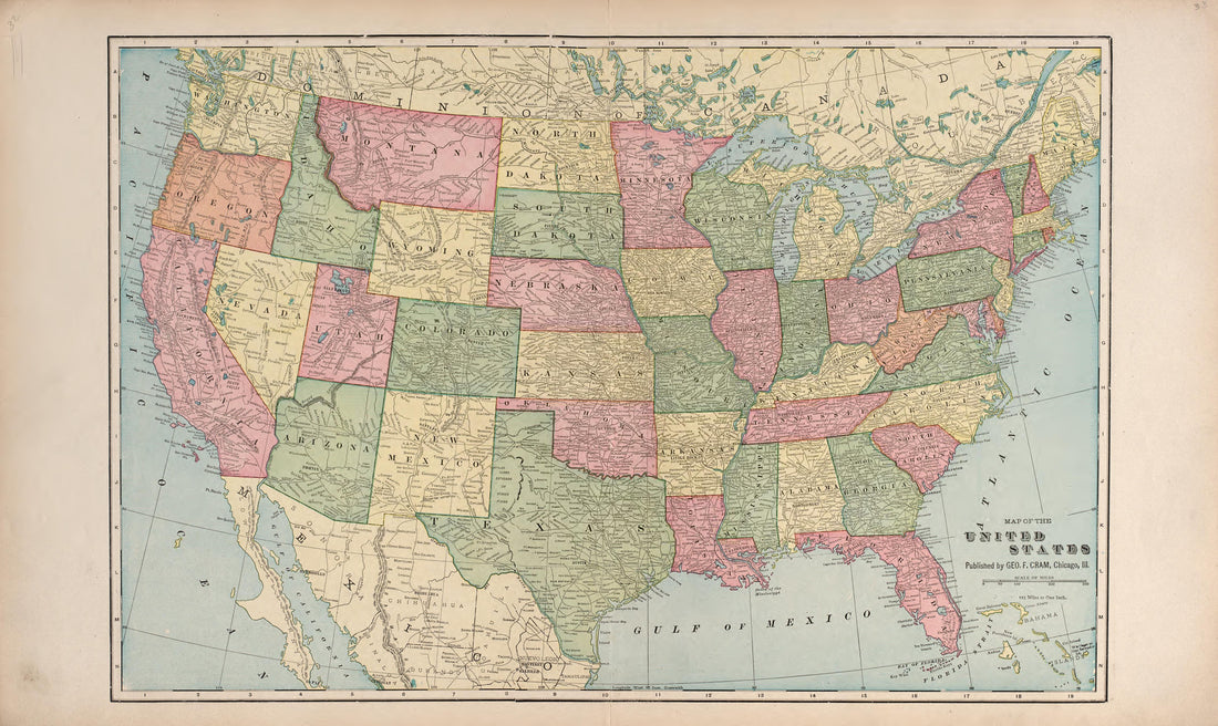 Map of the United States from Standard Atlas of Hodgeman County, Kansas : Including a Plat Book of the Villages, Cities and Townships of the County, Map of the State, United States and World, Patrons Directory, Reference Business … 1907 by Relic Map Company