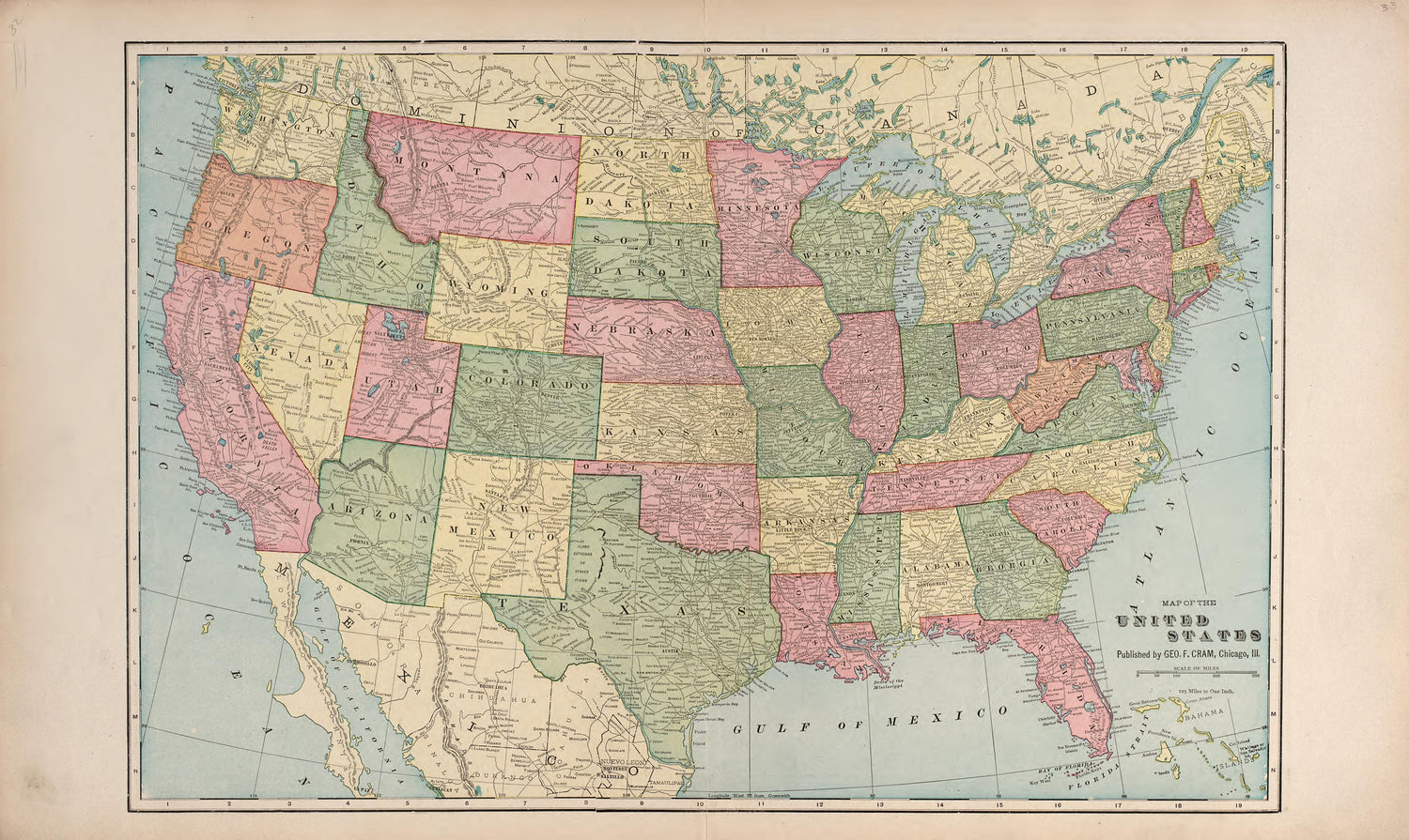 Map of the United States from Standard Atlas of Hodgeman County, Kansas : Including a Plat Book of the Villages, Cities and Townships of the County, Map of the State, United States and World, Patrons Directory, Reference Business … 1907 by Relic Map Company