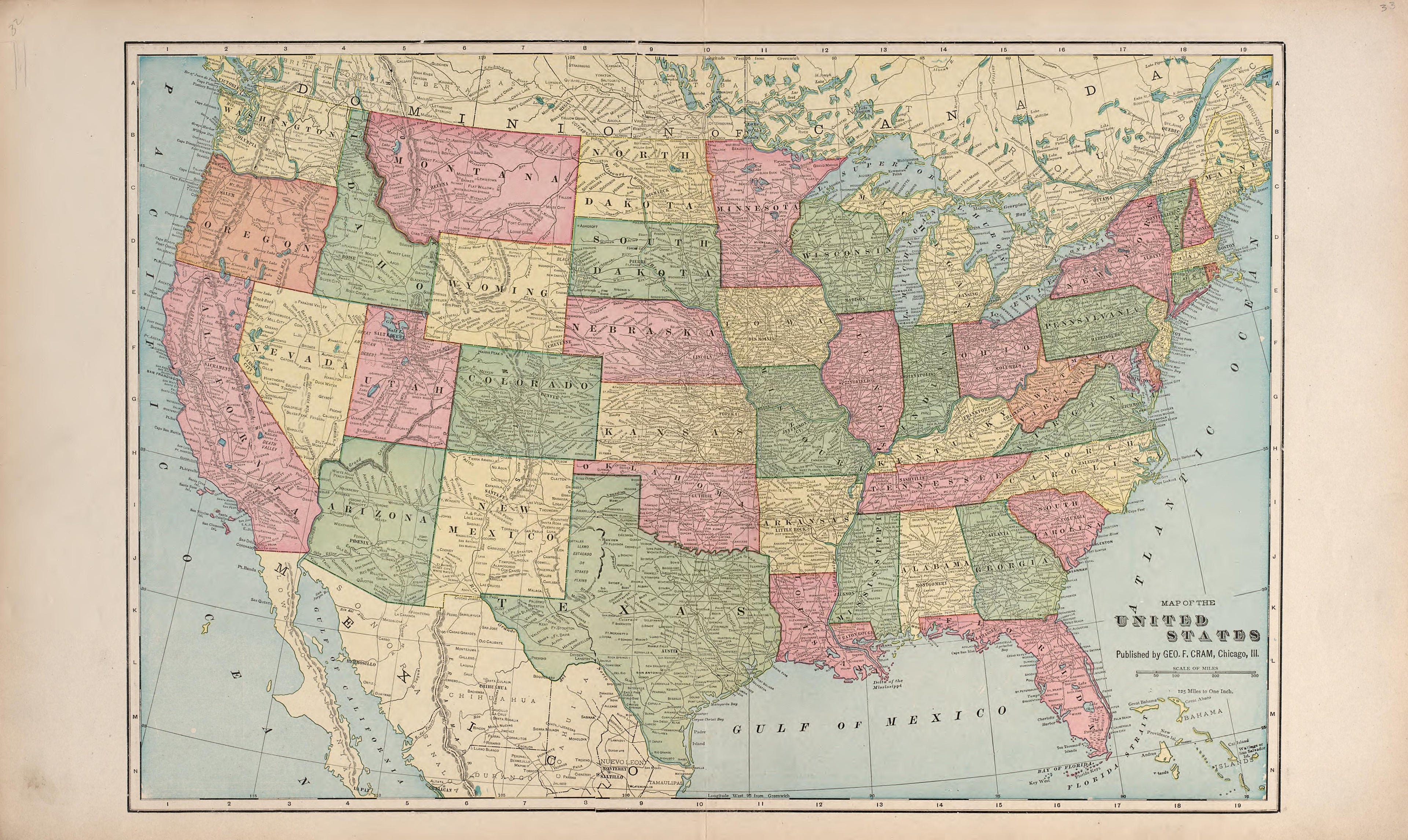 Map of the United States from Standard Atlas of Hodgeman County, Kansas : Including a Plat Book of the Villages, Cities and Townships of the County, Map of the State, United States and World, Patrons Directory, Reference Business … 1907 by Relic Map Company