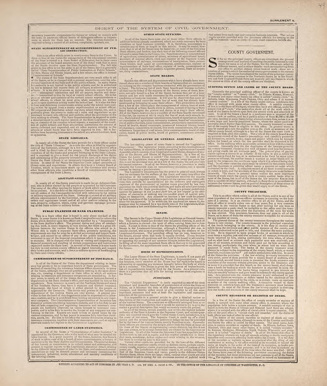 Digest of the System of Civil Government from Standard Atlas of Hodgeman County, Kansas : Including a Plat Book of the Villages, Cities and Townships of the County, Map of the State, United States and World, Patrons Directory, Reference Business … 1907 by Relic Map Company
