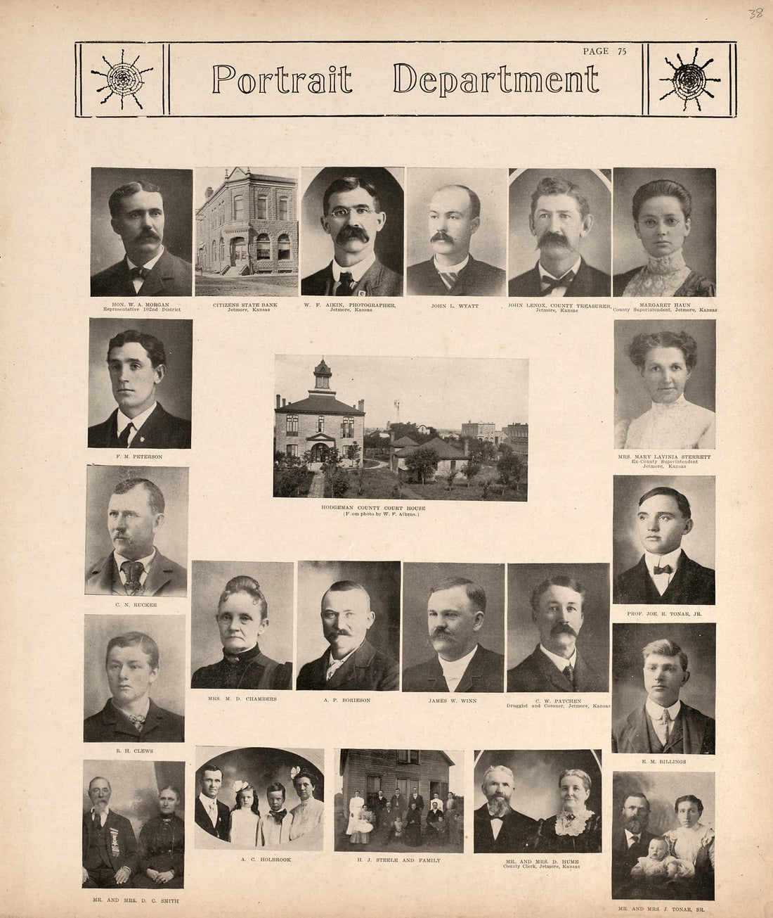 Portrait Department from Standard Atlas of Hodgeman County, Kansas : Including a Plat Book of the Villages, Cities and Townships of the County, Map of the State, United States and World, Patrons Directory, Reference Business … 1907 by Relic Map Company