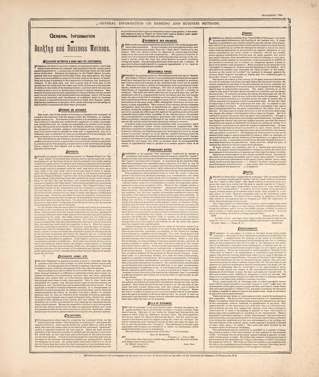 General Information On Banking and Business Methods from Standard Atlas of Hodgeman County, Kansas : Including a Plat Book of the Villages, Cities and Townships of the County, Map of the State, United States and World, Patrons Directory, Reference Bus... by Relic Map Company