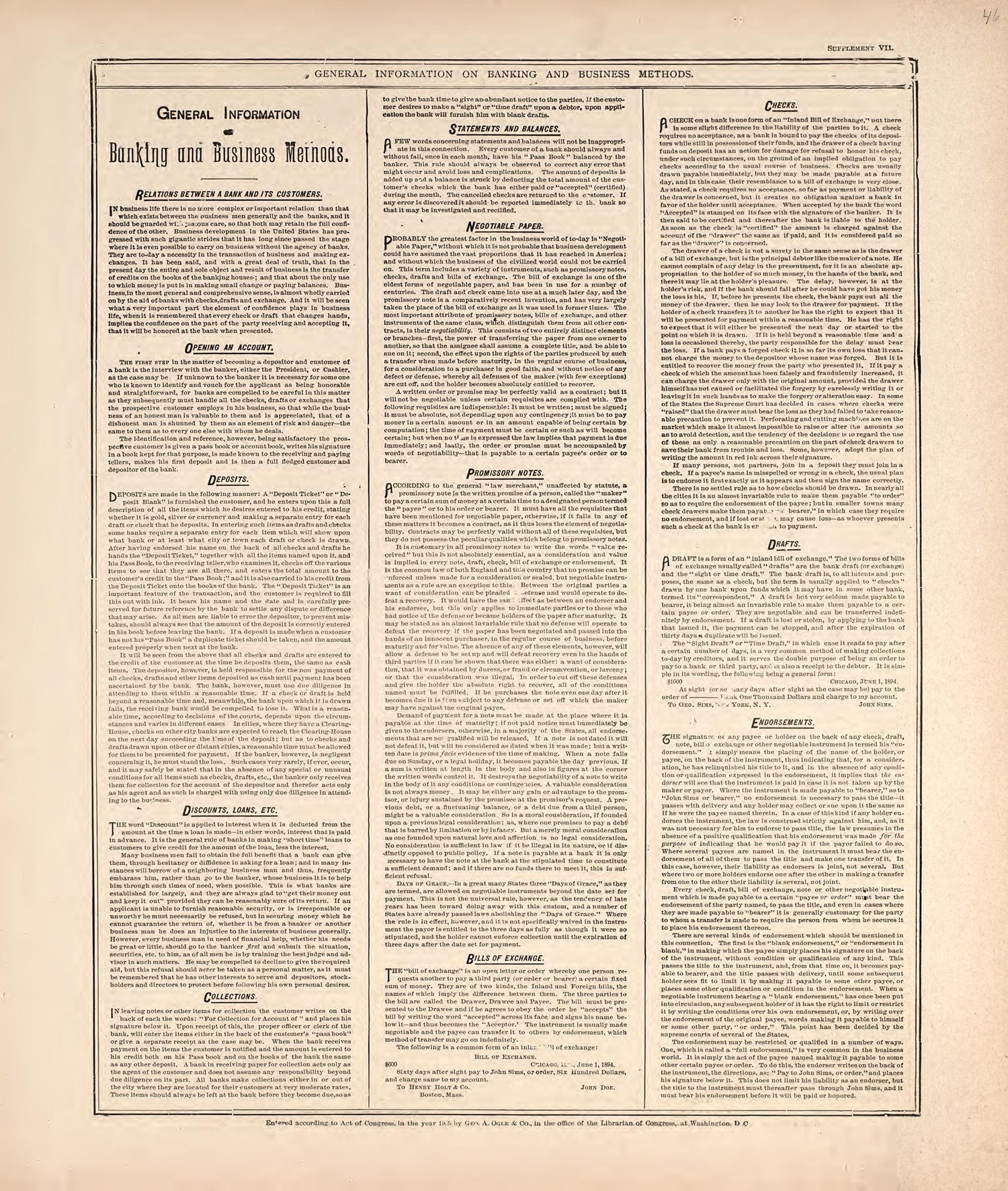 General Information On Banking and Business Methods from Standard Atlas of Hodgeman County, Kansas : Including a Plat Book of the Villages, Cities and Townships of the County, Map of the State, United States and World, Patrons Directory, Reference Bus... by Relic Map Company