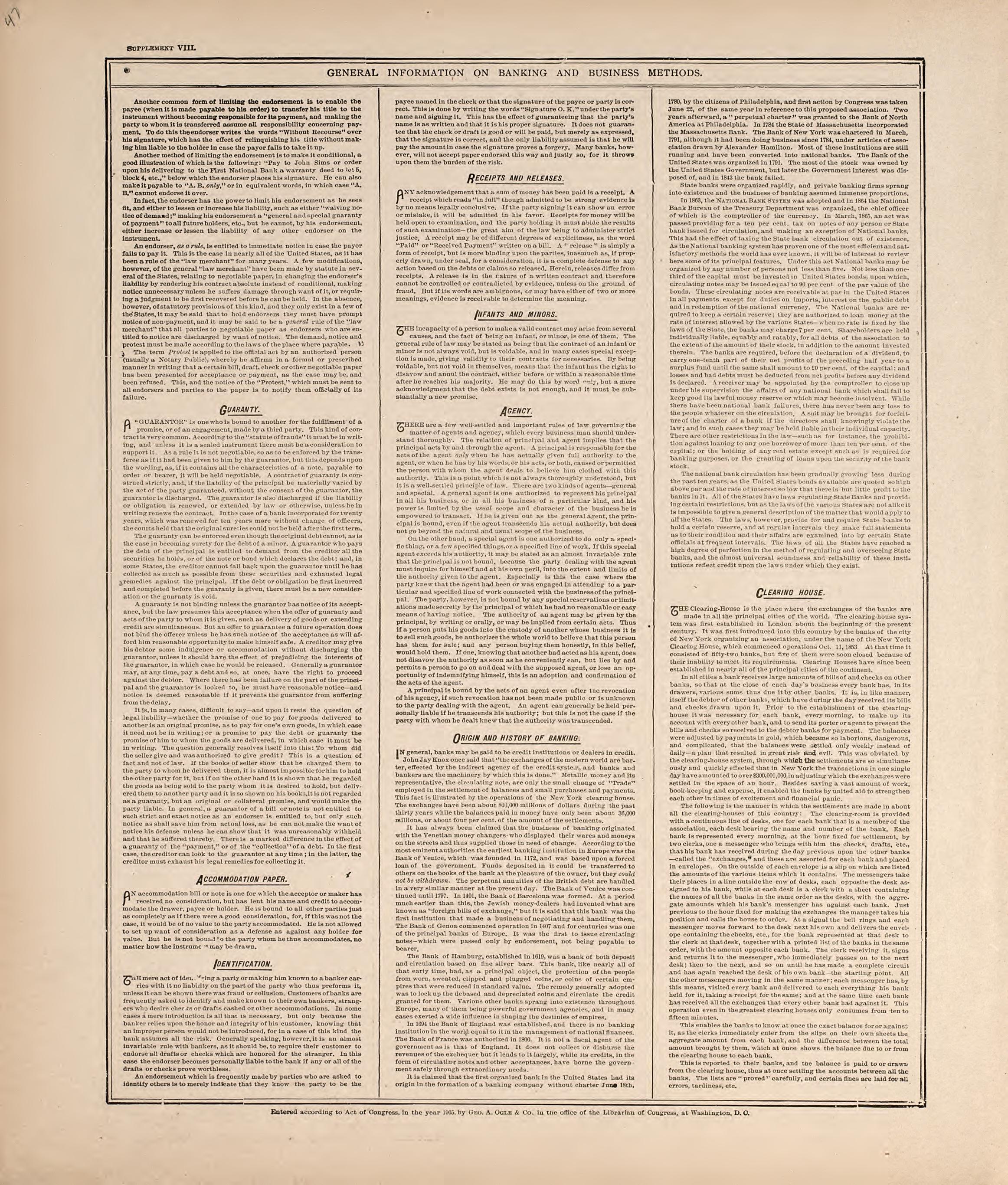 General Information On Banking and Business Methods from Standard Atlas of Hodgeman County, Kansas : Including a Plat Book of the Villages, Cities and Townships of the County, Map of the State, United States and World, Patrons Directory, Reference Bus... by Relic Map Company