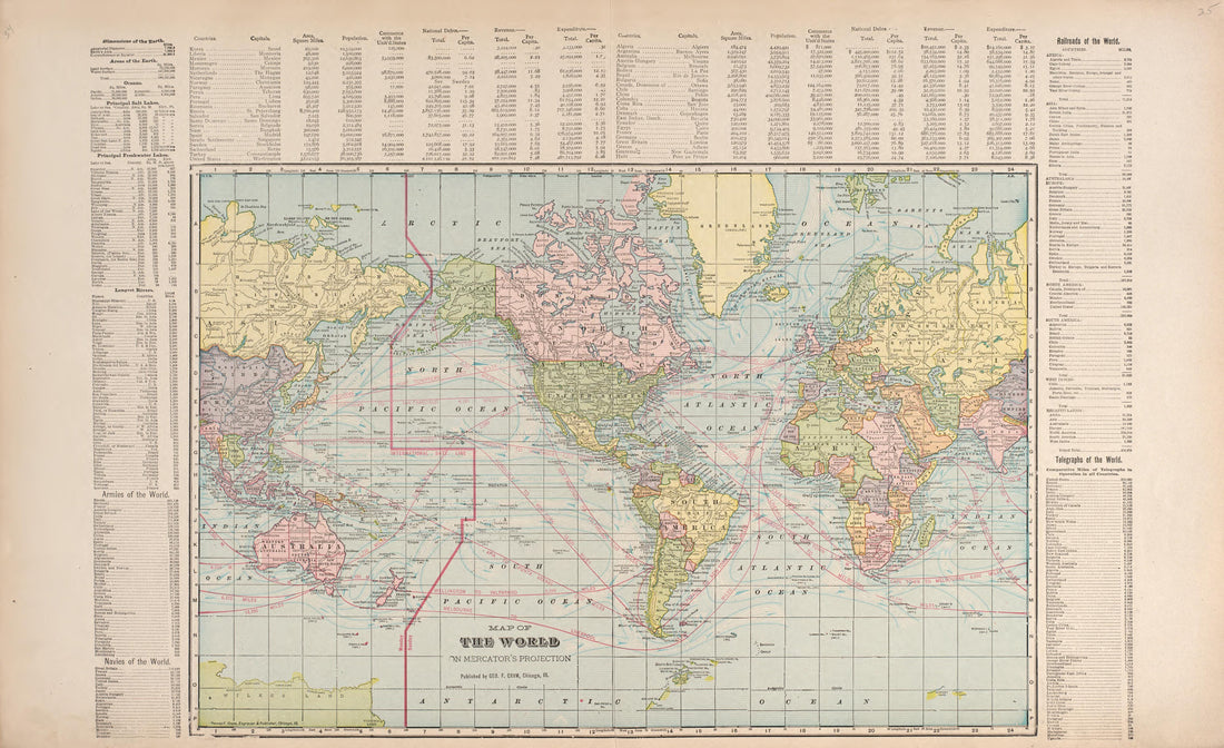 Map of the World On Mercator&