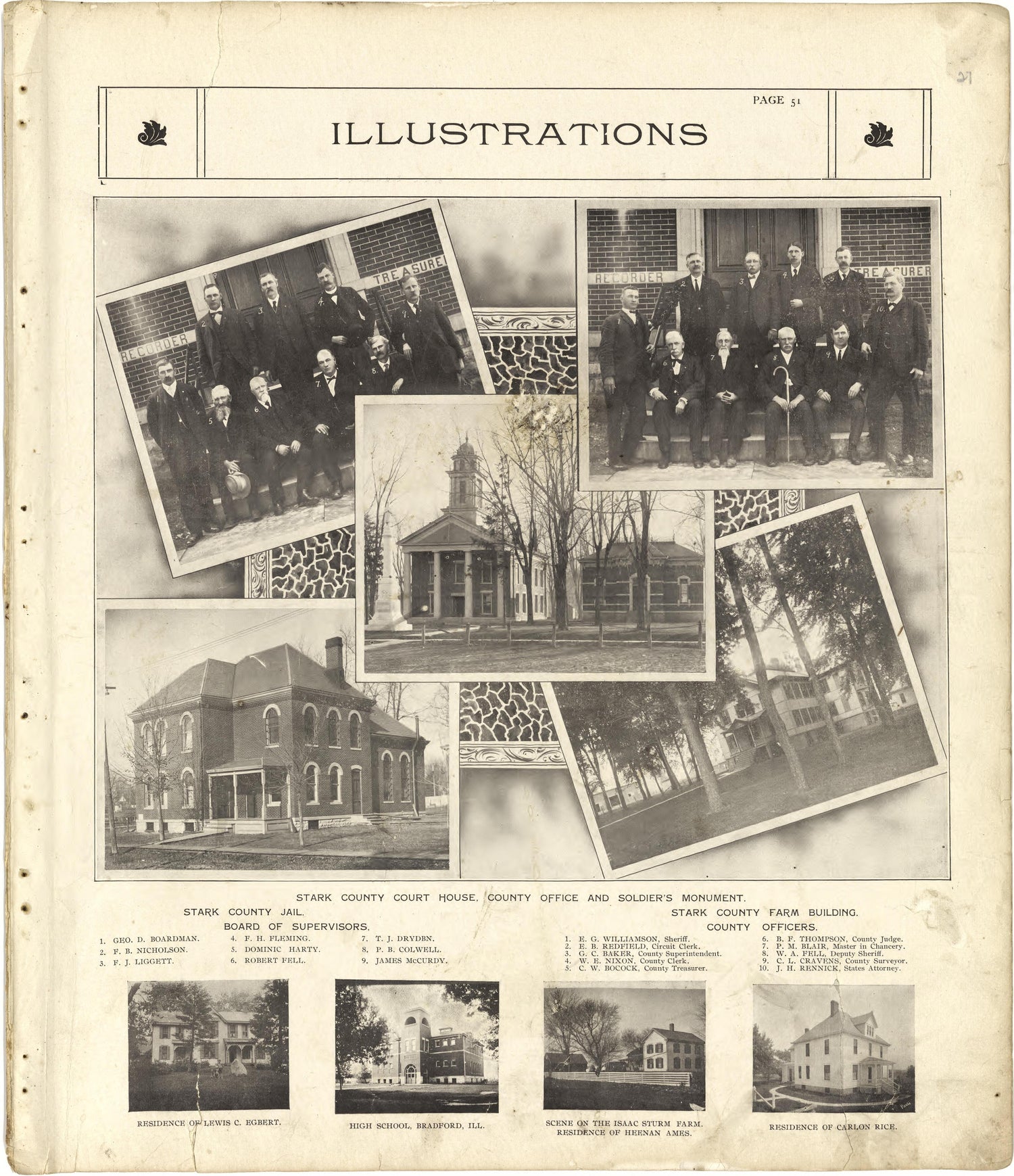 Illustrations from Standard Atlas of Stark County, Illinois : Including a Plat Book of the Villages, Cities and Townships of the County, Map of the State, United States and World : Patrons Directory, Reference … 1907 by Relic Map Company
