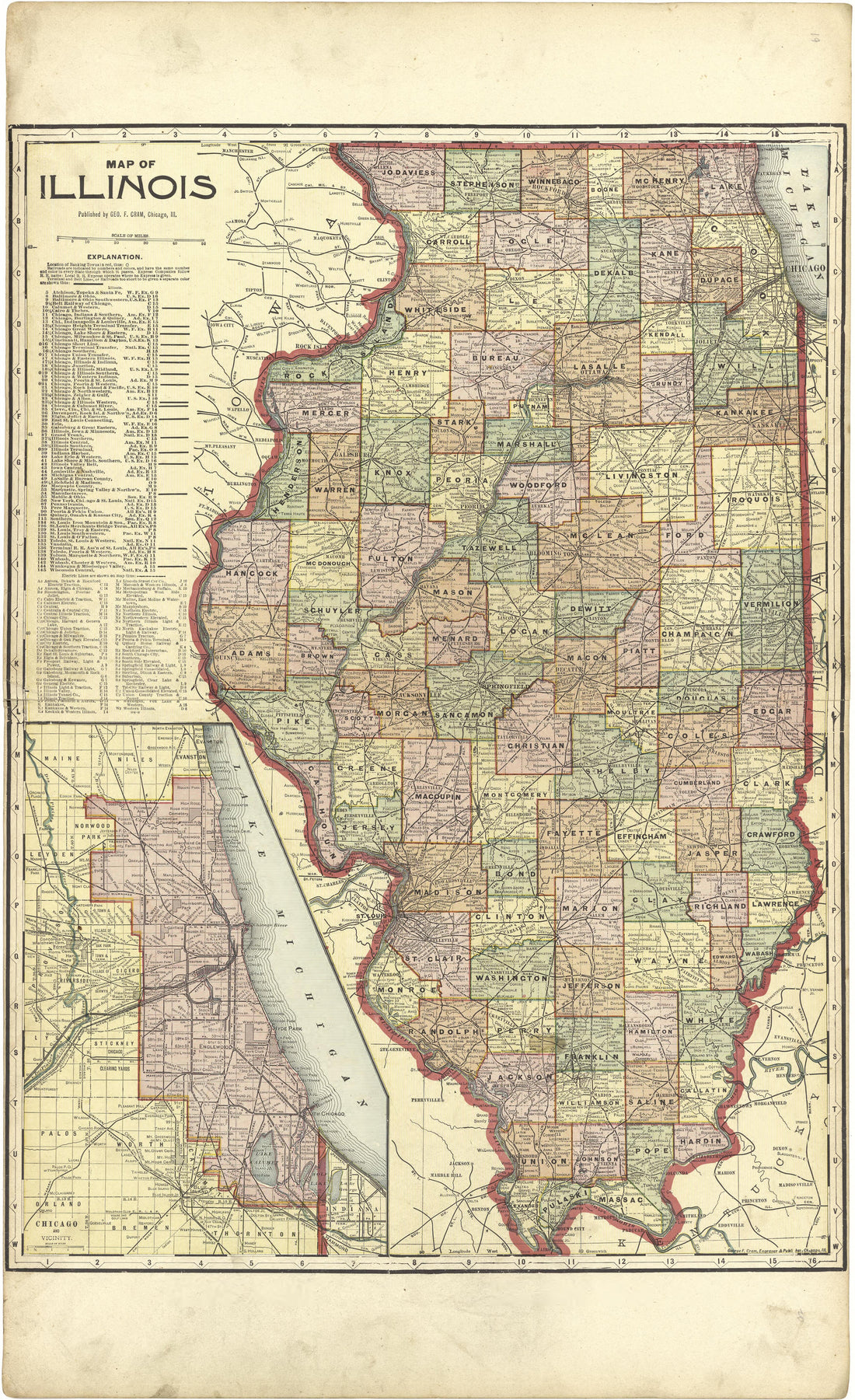 Map of Illinois from Standard Atlas of Stark County, Illinois : Including a Plat Book of the Villages, Cities and Townships of the County, Map of the State, United States and World : Patrons Directory, Reference … 1907 by Relic Map Company