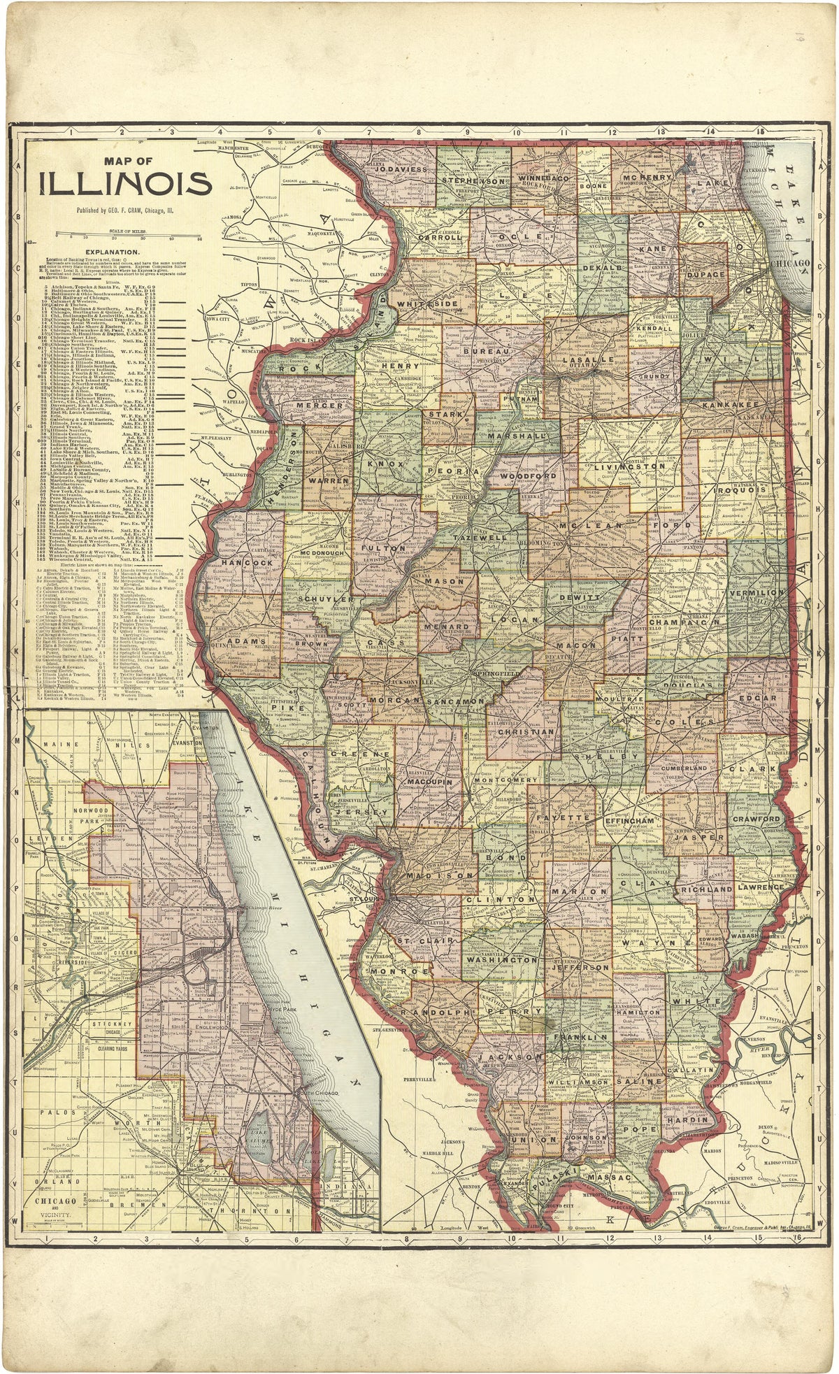 Map of Illinois from Standard Atlas of Stark County, Illinois : Including a Plat Book of the Villages, Cities and Townships of the County, Map of the State, United States and World : Patrons Directory, Reference … 1907 by Relic Map Company