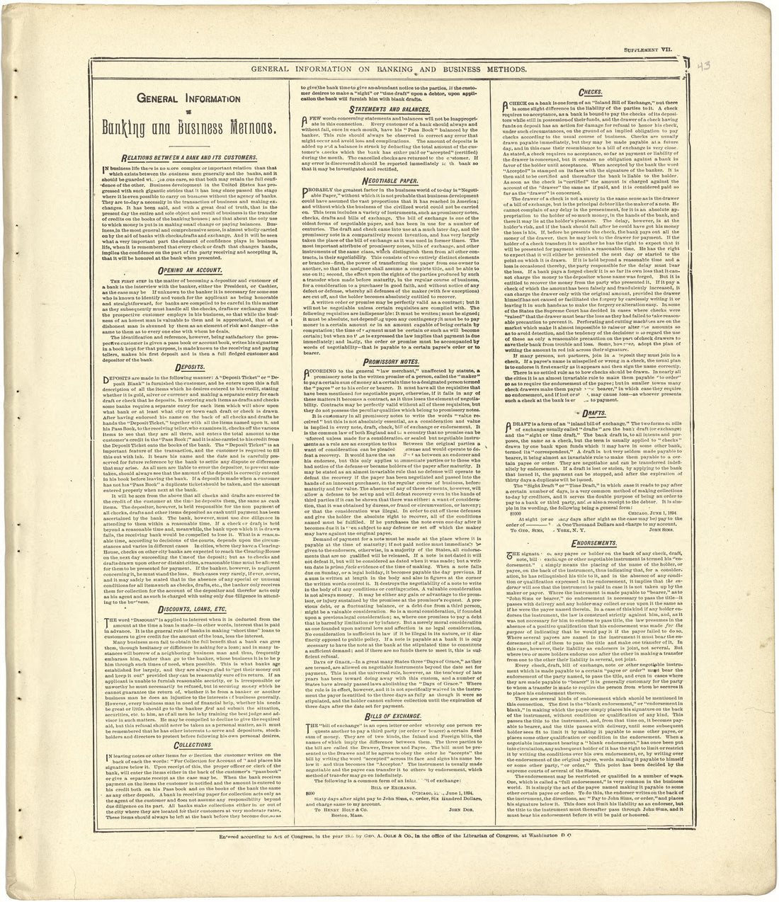 General Information On Banking and Business Methods from Standard Atlas of Stark County, Illinois : Including a Plat Book of the Villages, Cities and Townships of the County, Map of the State, United States and World : Patrons Directory, Reference …... by Relic Map Company