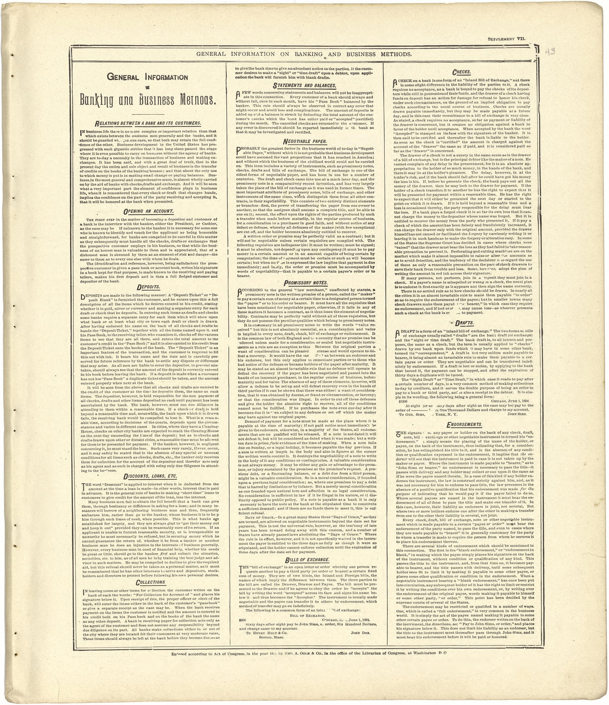 General Information On Banking and Business Methods from Standard Atlas of Stark County, Illinois : Including a Plat Book of the Villages, Cities and Townships of the County, Map of the State, United States and World : Patrons Directory, Reference …... by Relic Map Company