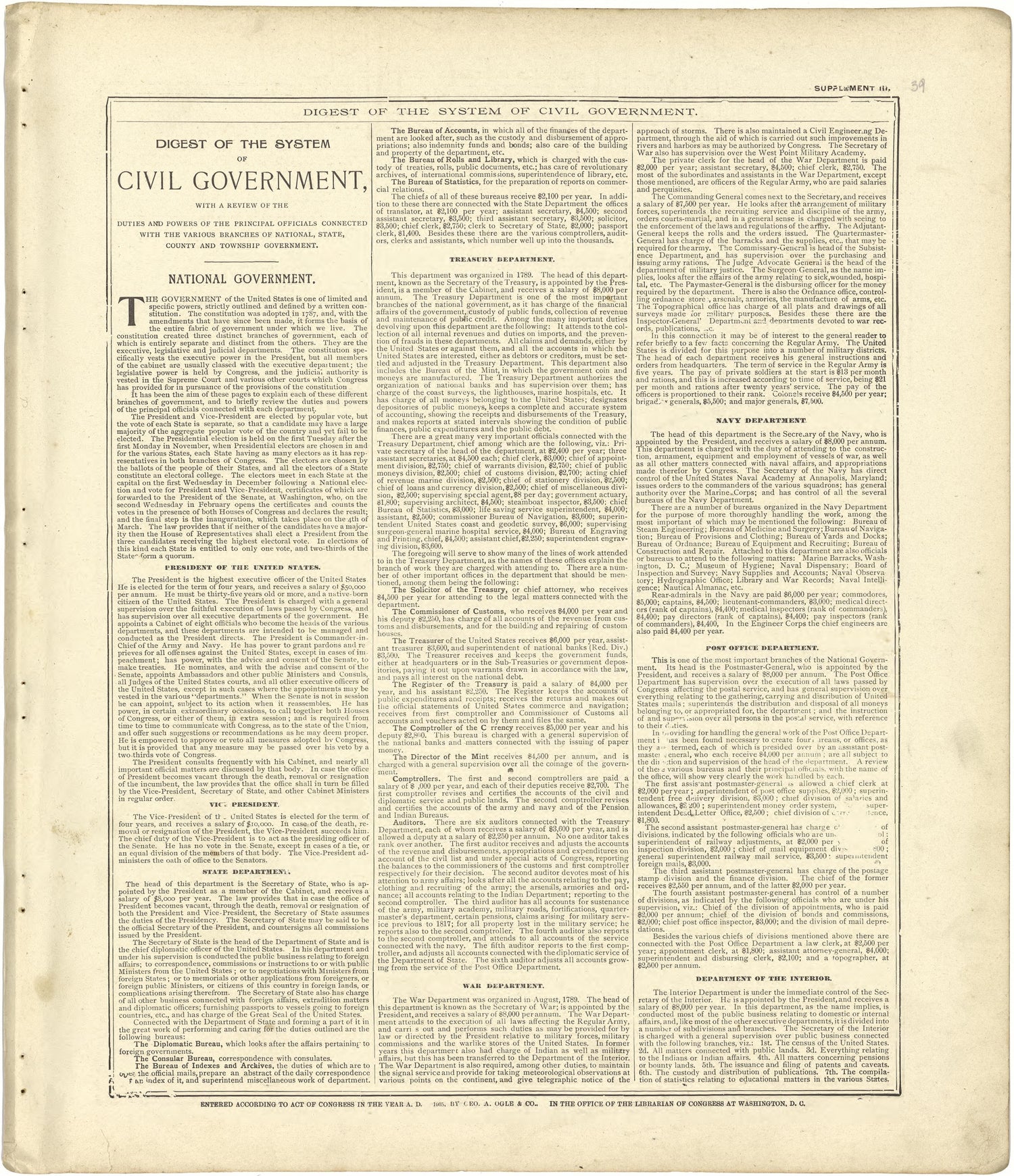Digest of the System of Civil Government from Standard Atlas of Stark County, Illinois : Including a Plat Book of the Villages, Cities and Townships of the County, Map of the State, United States and World : Patrons Directory, Reference … 1907 by Relic Map Company