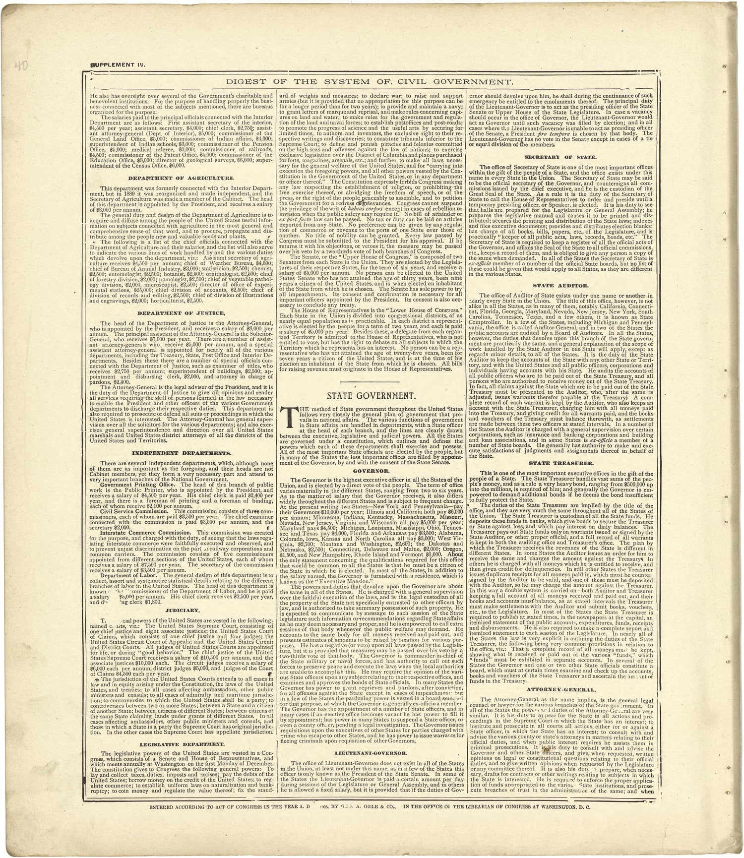 Digest of the System of Civil Government Continued from Standard Atlas of Stark County, Illinois : Including a Plat Book of the Villages, Cities and Townships of the County, Map of the State, United States and World : Patrons Directory, Reference … 1907 by Relic Map Company