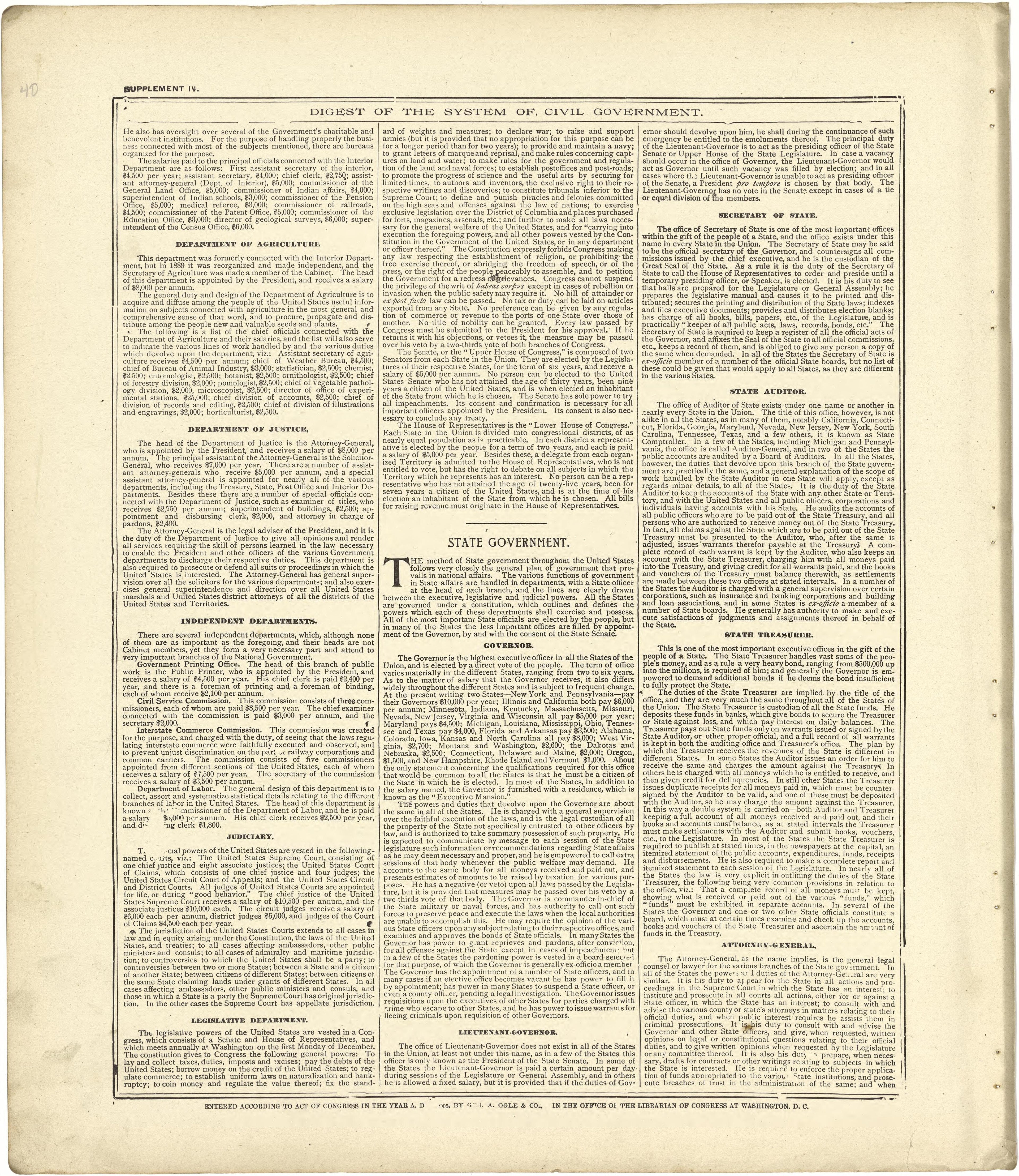 Digest of the System of Civil Government Continued from Standard Atlas of Stark County, Illinois : Including a Plat Book of the Villages, Cities and Townships of the County, Map of the State, United States and World : Patrons Directory, Reference … 1907 by Relic Map Company