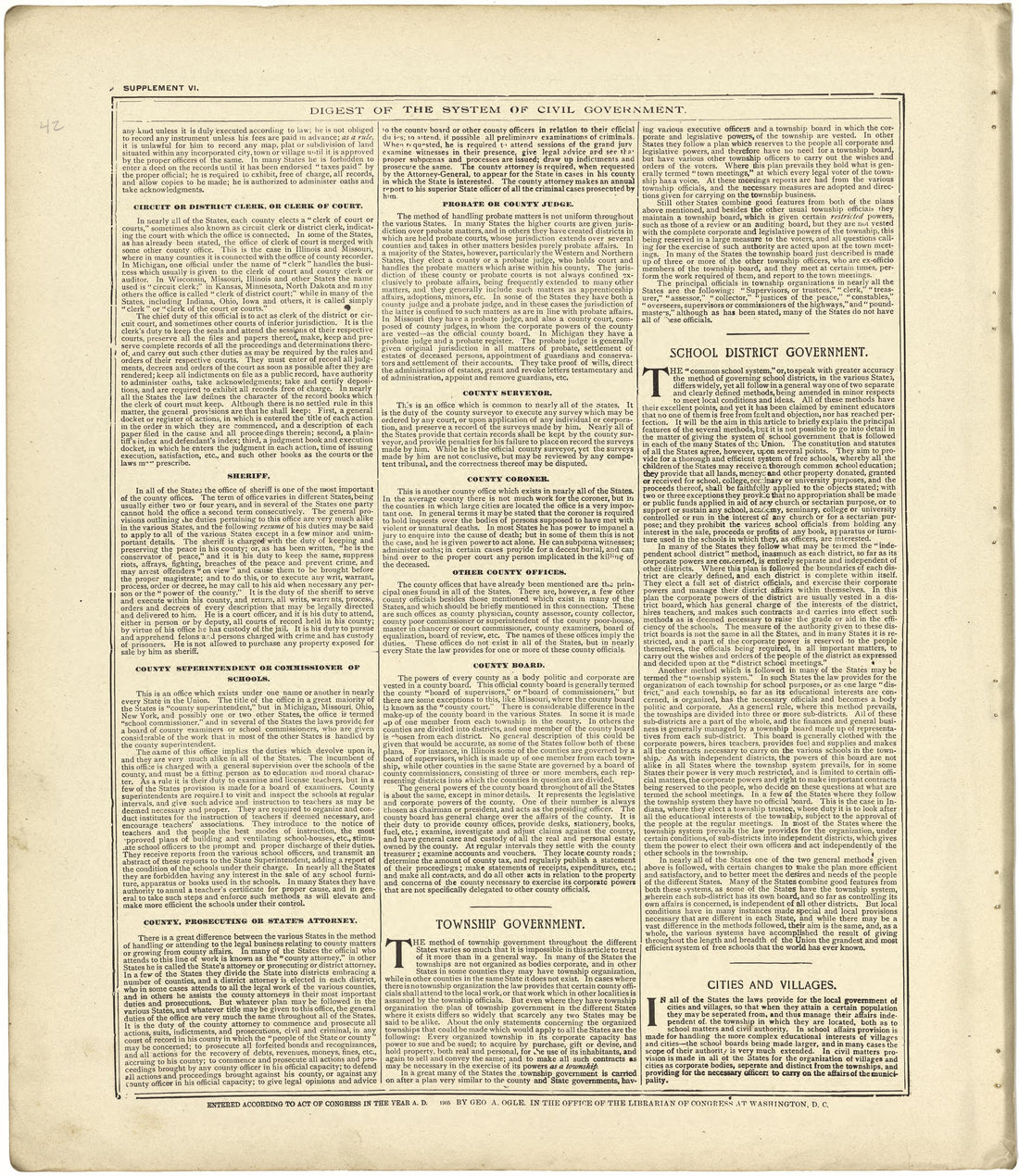 Digest of the System of Civil Government Continued from Standard Atlas of Stark County, Illinois : Including a Plat Book of the Villages, Cities and Townships of the County, Map of the State, United States and World : Patrons Directory, Reference … 1907 by Relic Map Company