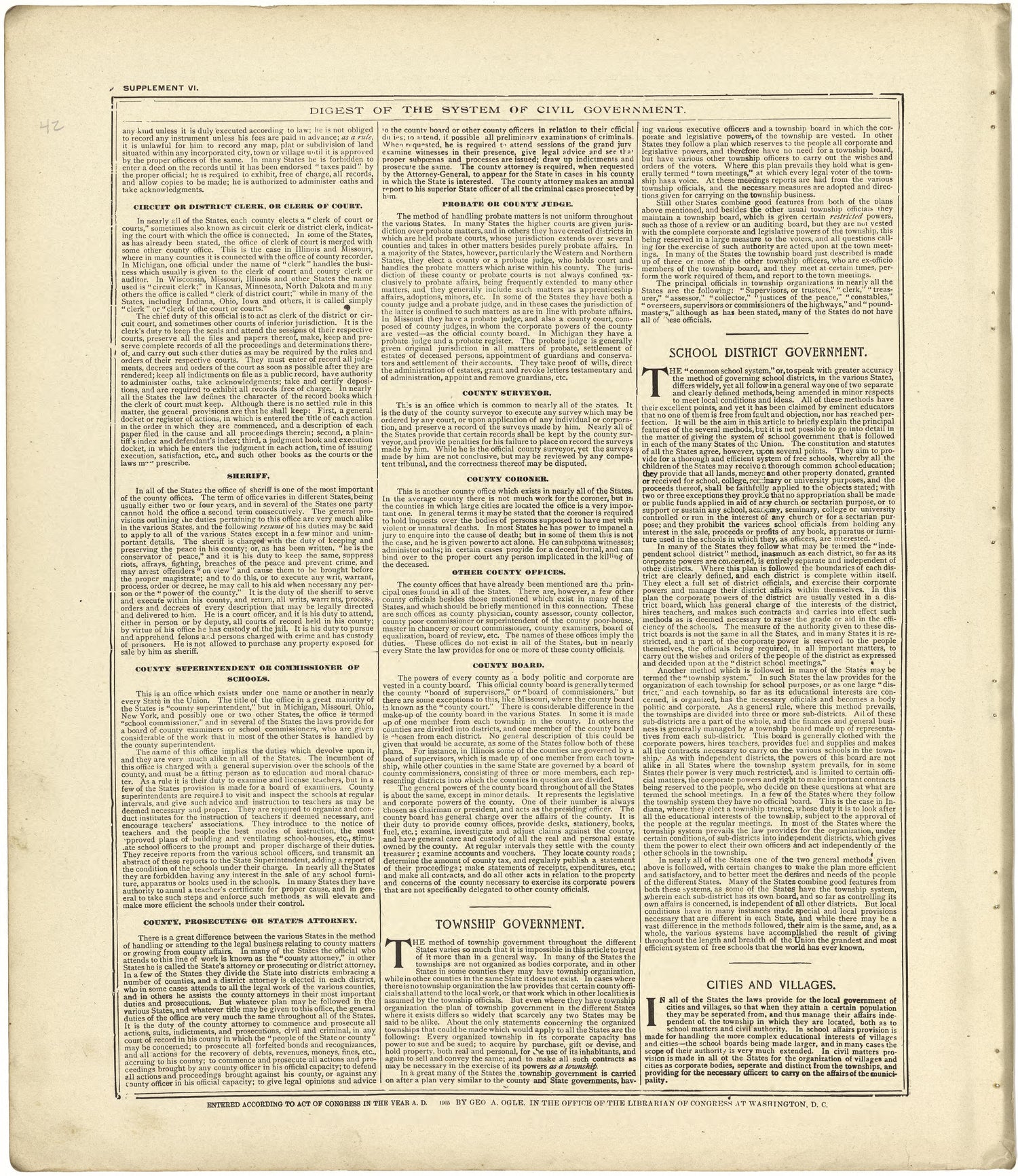 Digest of the System of Civil Government Continued from Standard Atlas of Stark County, Illinois : Including a Plat Book of the Villages, Cities and Townships of the County, Map of the State, United States and World : Patrons Directory, Reference … 1907 by Relic Map Company