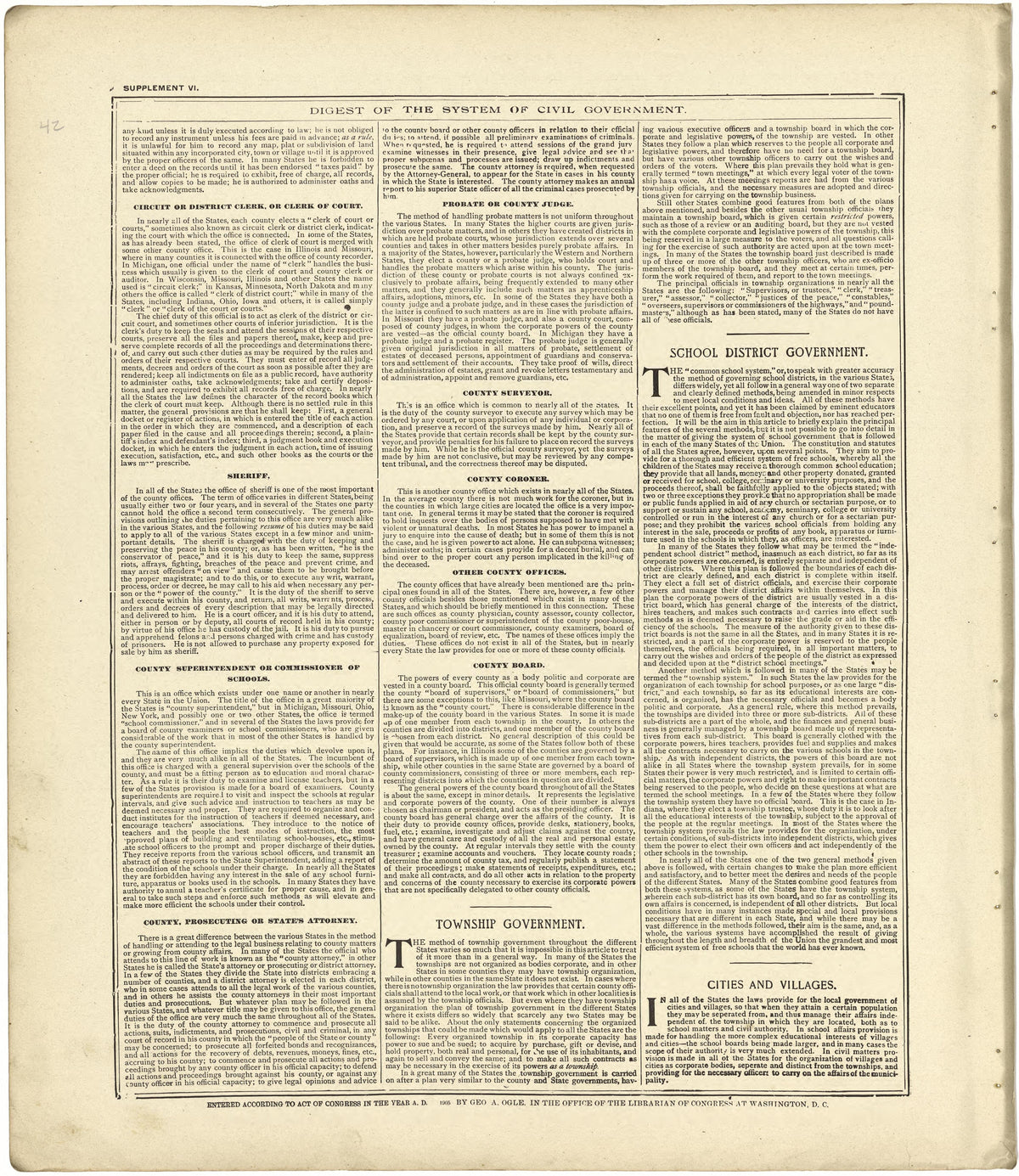 Digest of the System of Civil Government Continued from Standard Atlas of Stark County, Illinois : Including a Plat Book of the Villages, Cities and Townships of the County, Map of the State, United States and World : Patrons Directory, Reference … 1907 by Relic Map Company