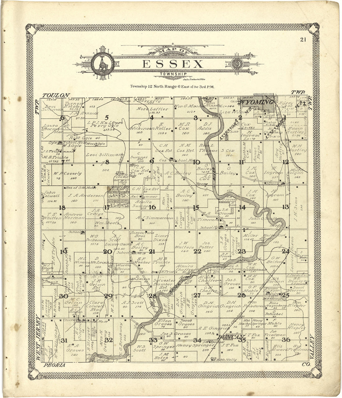 Map of Essex Township from Standard Atlas of Stark County, Illinois : Including a Plat Book of the Villages, Cities and Townships of the County, Map of the State, United States and World : Patrons Directory, Reference … 1907 by Relic Map Company
