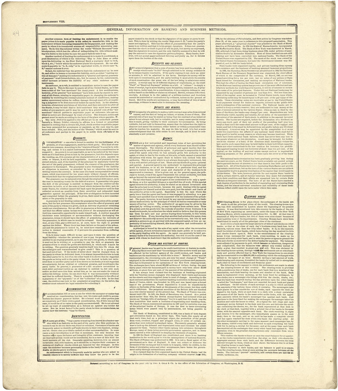 General Information On Banking and Business Methods - Continued from Standard Atlas of Stark County, Illinois : Including a Plat Book of the Villages, Cities and Townships of the County, Map of the State, United States and World : Patrons Directory, R... by Relic Map Company
