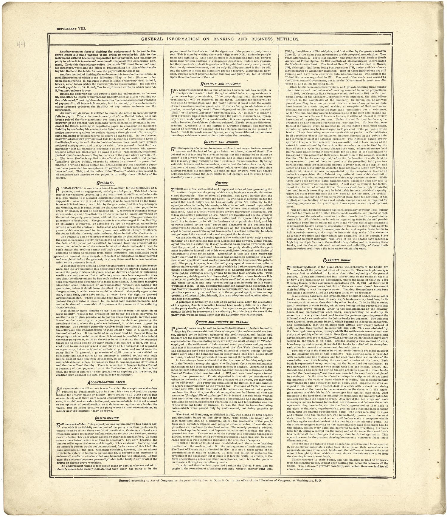 General Information On Banking and Business Methods - Continued from Standard Atlas of Stark County, Illinois : Including a Plat Book of the Villages, Cities and Townships of the County, Map of the State, United States and World : Patrons Directory, R... by Relic Map Company