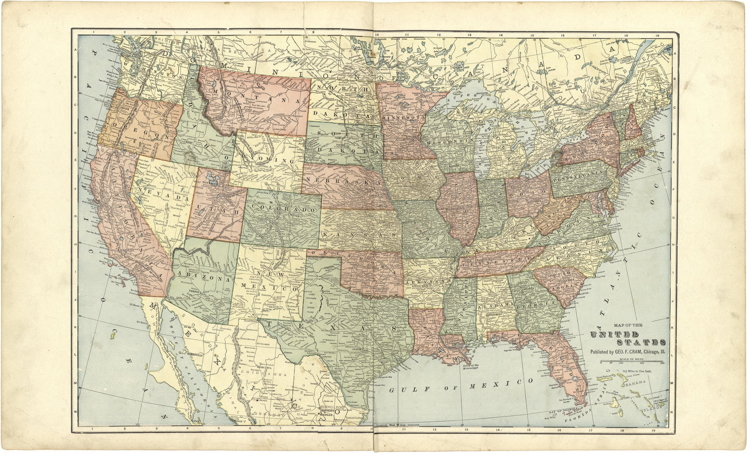 Map of the United States from Standard Atlas of Stark County, Illinois : Including a Plat Book of the Villages, Cities and Townships of the County, Map of the State, United States and World : Patrons Directory, Reference … 1907 by Relic Map Company