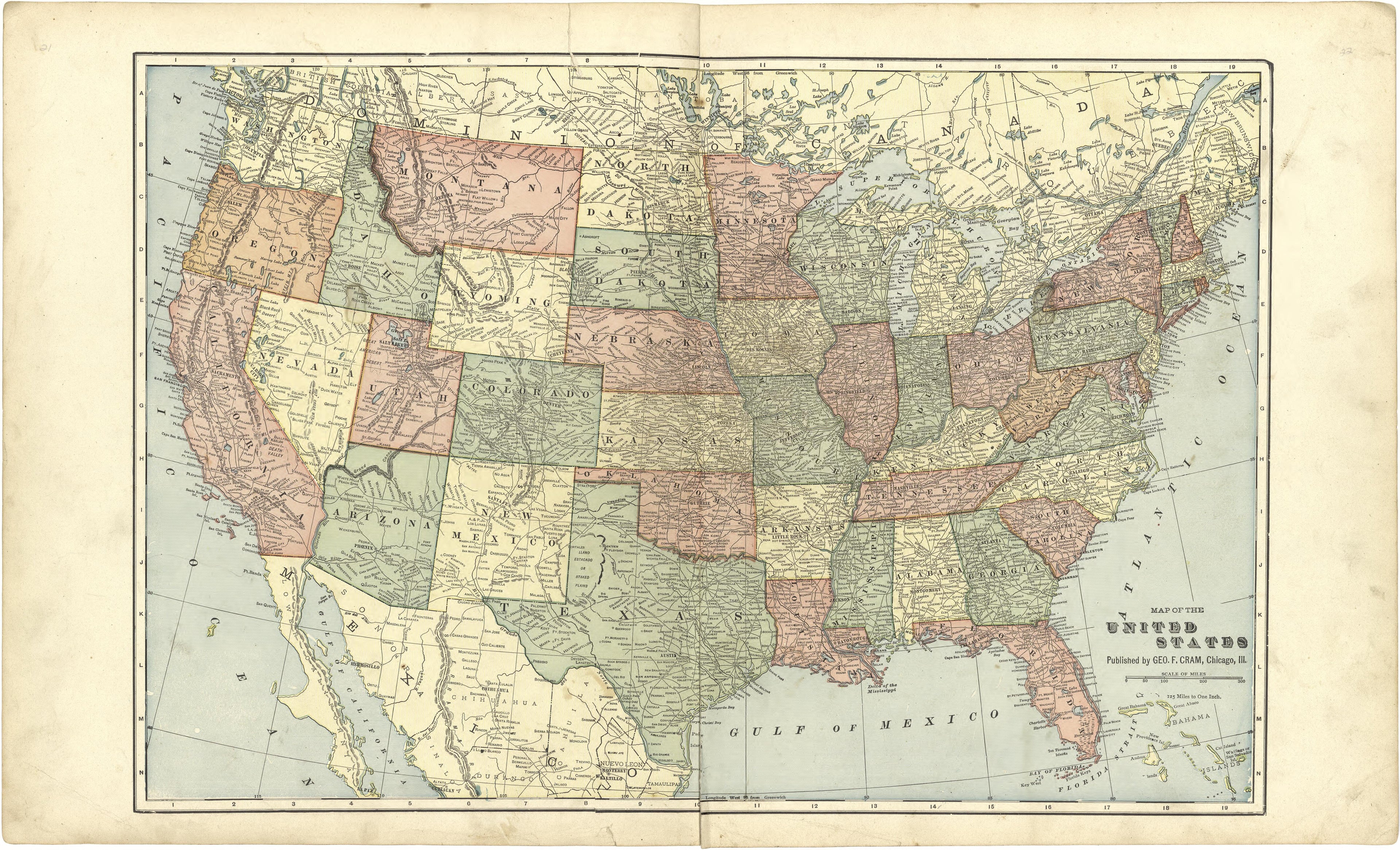 Map of the United States from Standard Atlas of Stark County, Illinois : Including a Plat Book of the Villages, Cities and Townships of the County, Map of the State, United States and World : Patrons Directory, Reference … 1907 by Relic Map Company