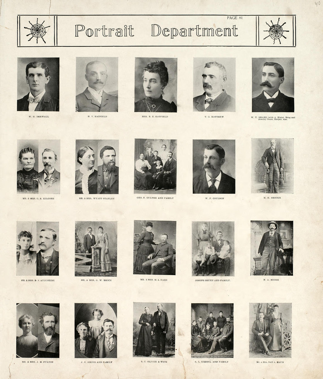 Portrait Department from Standard Atlas of Harper County, Kansas : Including a Plat Book of the Villages, Cities and Townships of the County, Map of the State, United States and World, Patrons Directory, Reference Business … 1902 by Relic Map Company
