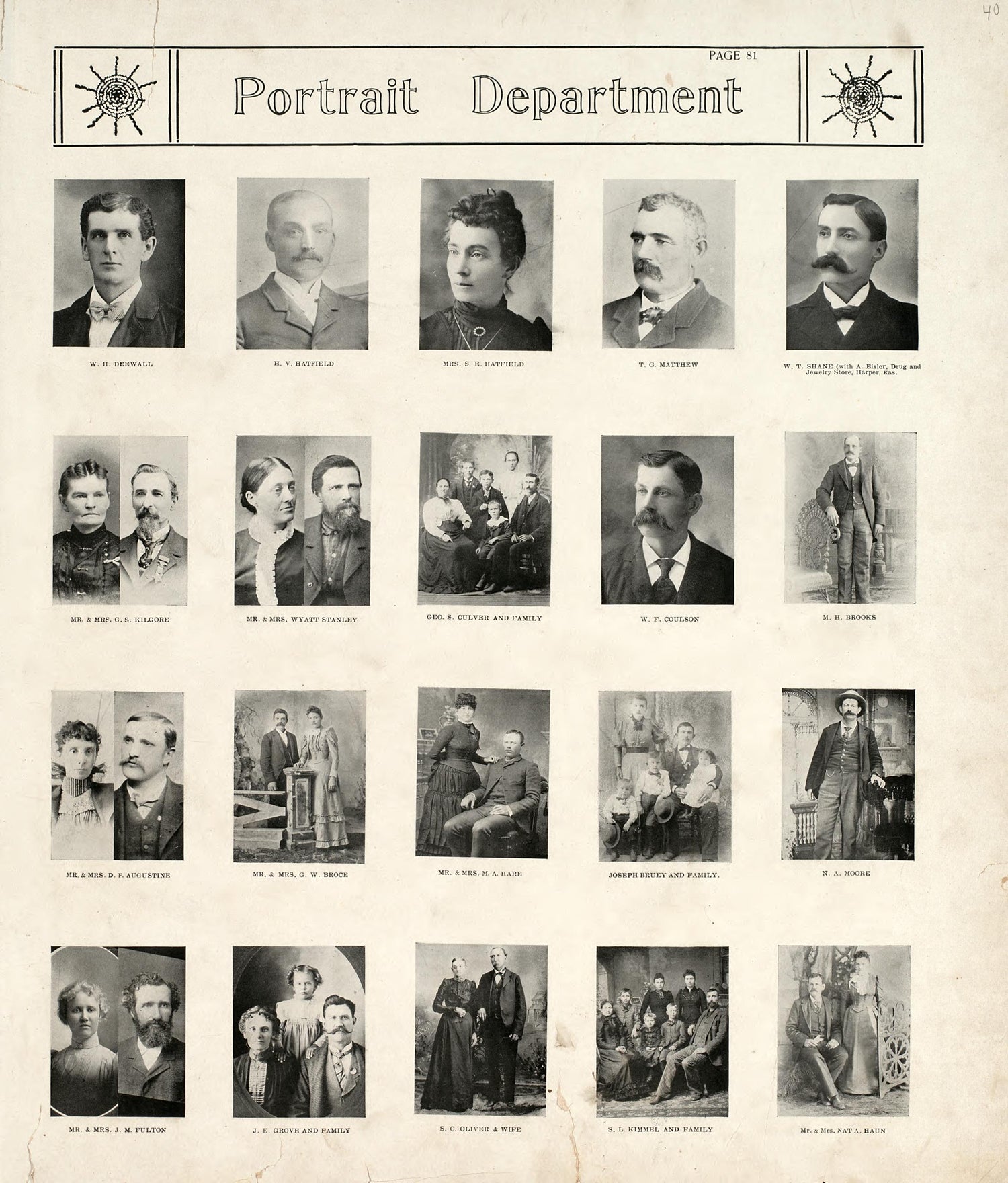 Portrait Department from Standard Atlas of Harper County, Kansas : Including a Plat Book of the Villages, Cities and Townships of the County, Map of the State, United States and World, Patrons Directory, Reference Business … 1902 by Relic Map Company
