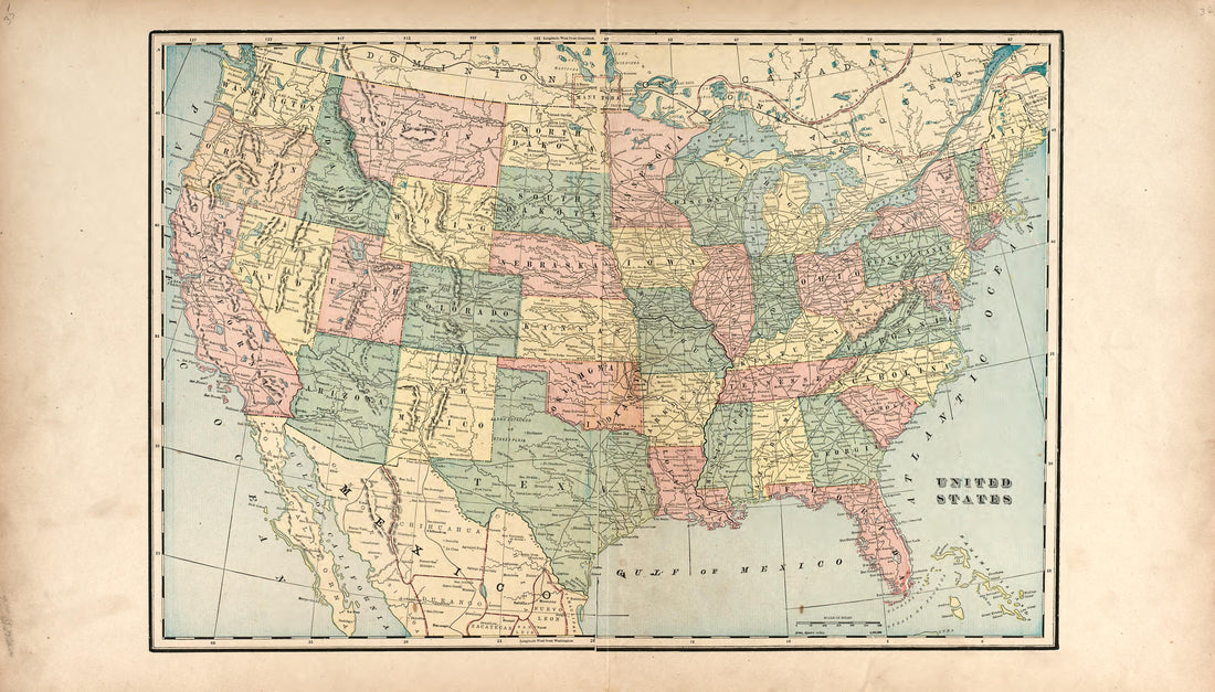 United States from Standard Atlas of Harper County, Kansas : Including a Plat Book of the Villages, Cities and Townships of the County, Map of the State, United States and World, Patrons Directory, Reference Business … 1902 by Relic Map Company