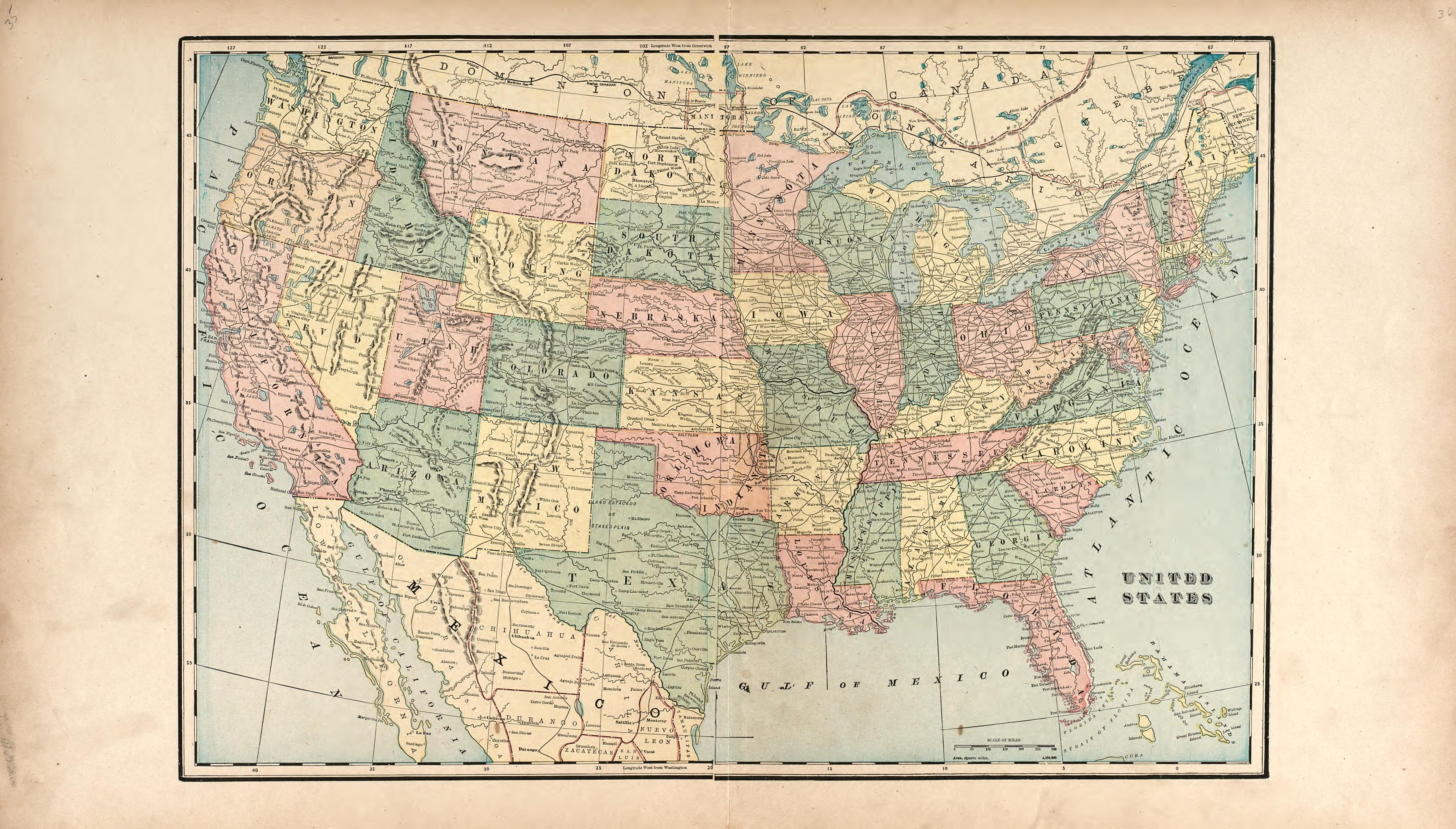 United States from Standard Atlas of Harper County, Kansas : Including a Plat Book of the Villages, Cities and Townships of the County, Map of the State, United States and World, Patrons Directory, Reference Business … 1902 by Relic Map Company