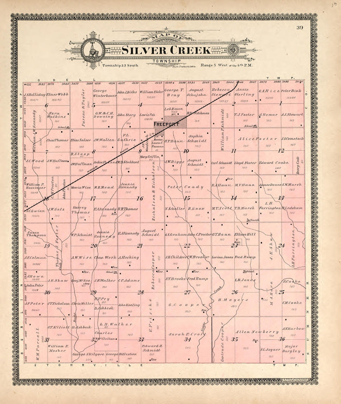 Map of Silver Creek Township from Standard Atlas of Harper County, Kansas : Including a Plat Book of the Villages, Cities and Townships of the County, Map of the State, United States and World, Patrons Directory, Reference Business … 1902 by Relic Map Company