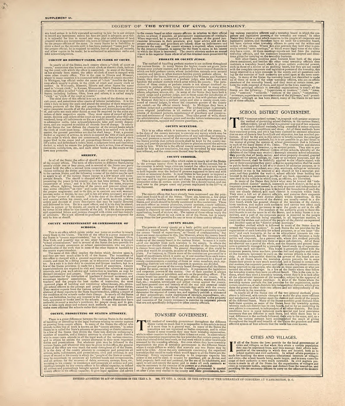 Digest of the System of Civil Government from Standard Atlas of Harper County, Kansas : Including a Plat Book of the Villages, Cities and Townships of the County, Map of the State, United States and World, Patrons Directory, Reference Business … 1902 by Relic Map Company