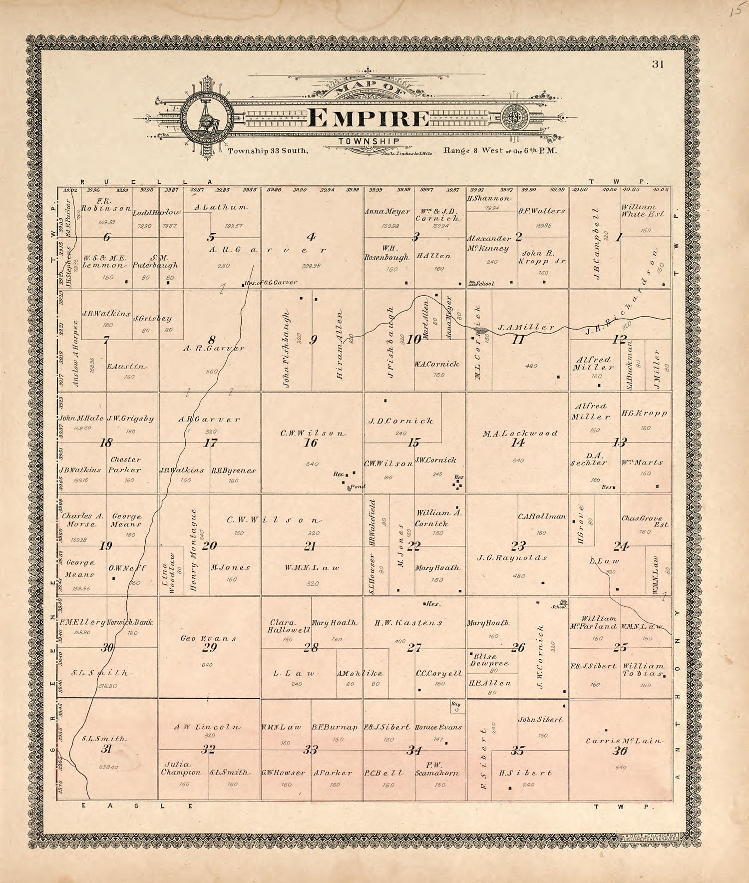 Map of Empire Township from Standard Atlas of Harper County, Kansas : Including a Plat Book of the Villages, Cities and Townships of the County, Map of the State, United States and World, Patrons Directory, Reference Business … 1902 by Relic Map Company