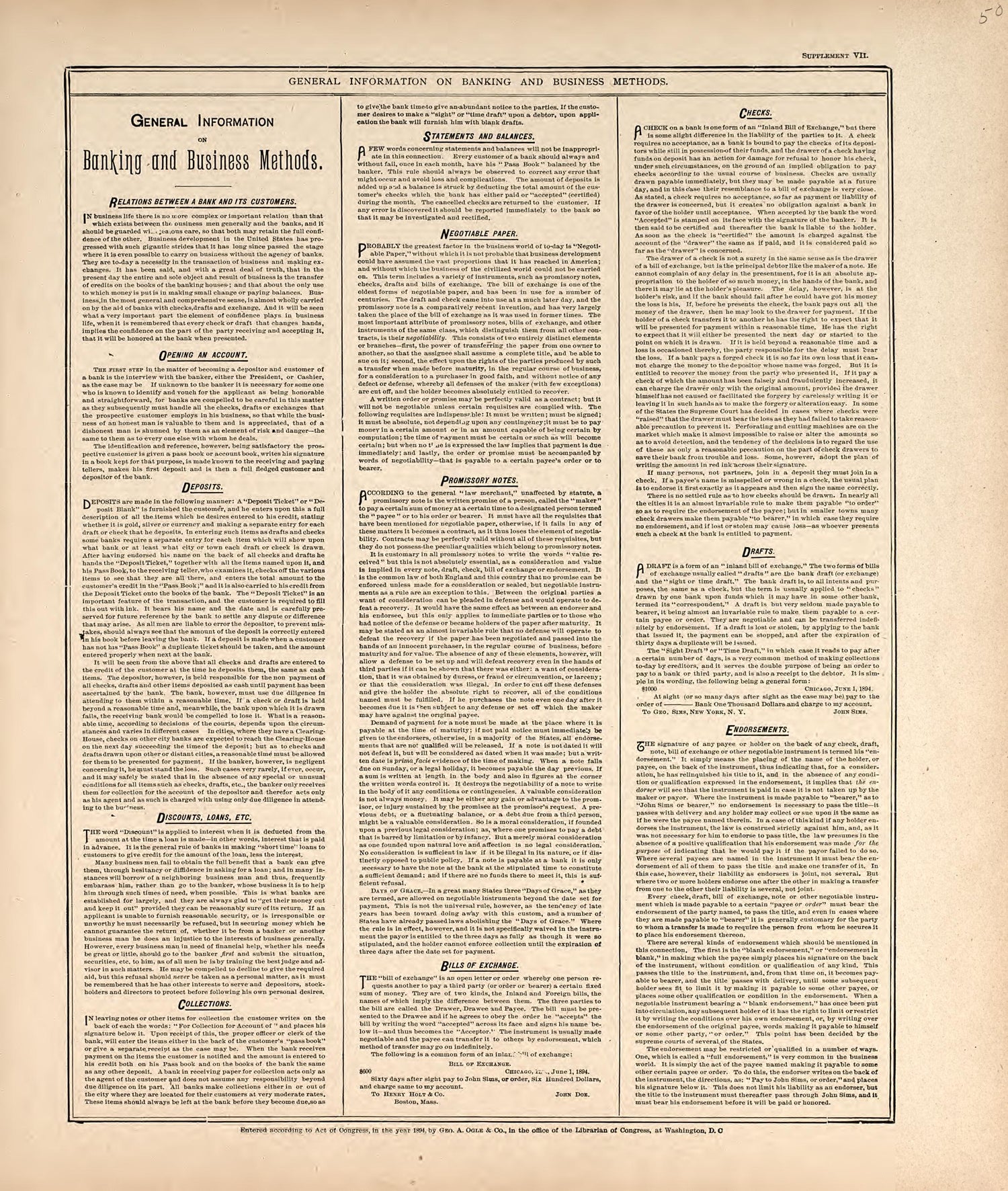 General Information Banking and Business Methods from Standard Atlas of Harper County, Kansas : Including a Plat Book of the Villages, Cities and Townships of the County, Map of the State, United States and World, Patrons Directory, Reference Business... by Relic Map Company