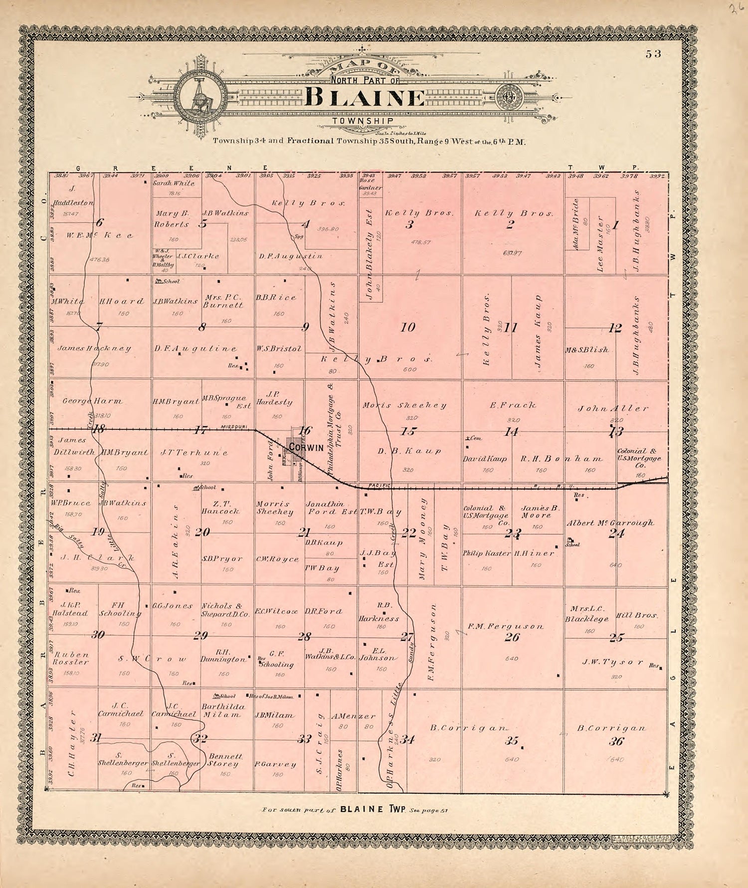Map of North Part of Blaine Township from Standard Atlas of Harper County, Kansas : Including a Plat Book of the Villages, Cities and Townships of the County, Map of the State, United States and World, Patrons Directory, Reference Business … 1902 by Relic Map Company