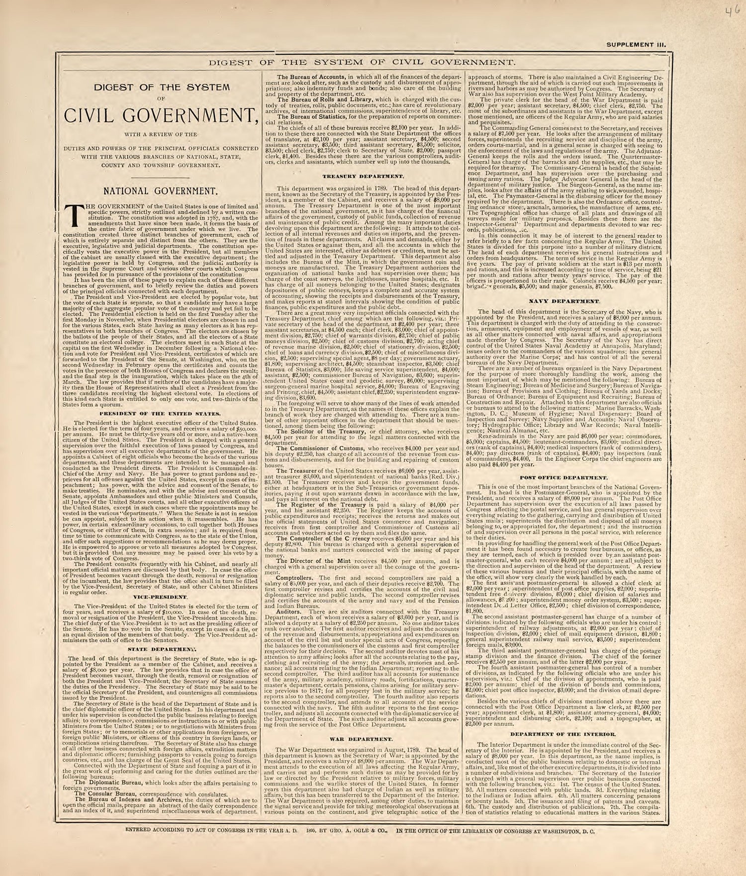 Digest of the System of Civil Government from Standard Atlas of Harper County, Kansas : Including a Plat Book of the Villages, Cities and Townships of the County, Map of the State, United States and World, Patrons Directory, Reference Business … 1902 by Relic Map Company