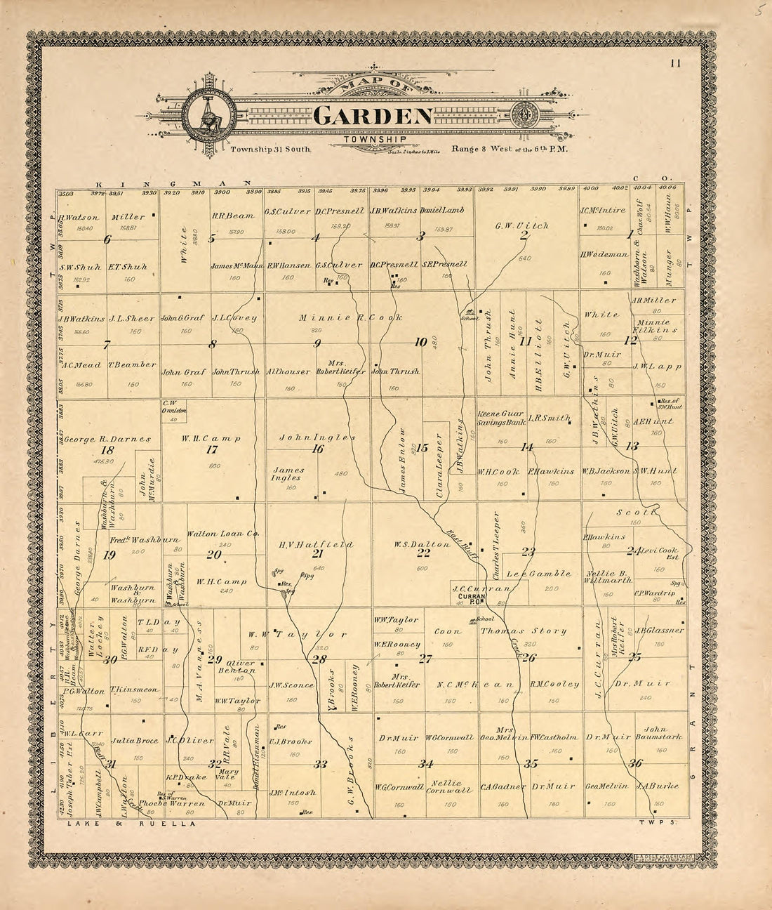 Map of Garden Township from Standard Atlas of Harper County, Kansas : Including a Plat Book of the Villages, Cities and Townships of the County, Map of the State, United States and World, Patrons Directory, Reference Business … 1902 by Relic Map Company