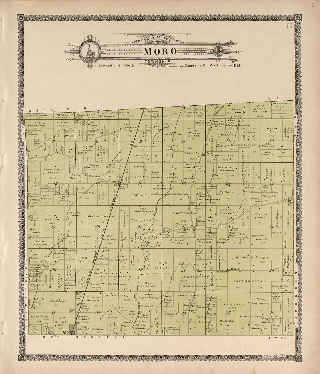 Moro Township from Standard Atlas of Madison County, Illinois : Including a Plat Book of the Villages, Cities and Townships of the County, Map of the State, United States and World : Patrons Directory, Reference … 1906 by Relic Map Company