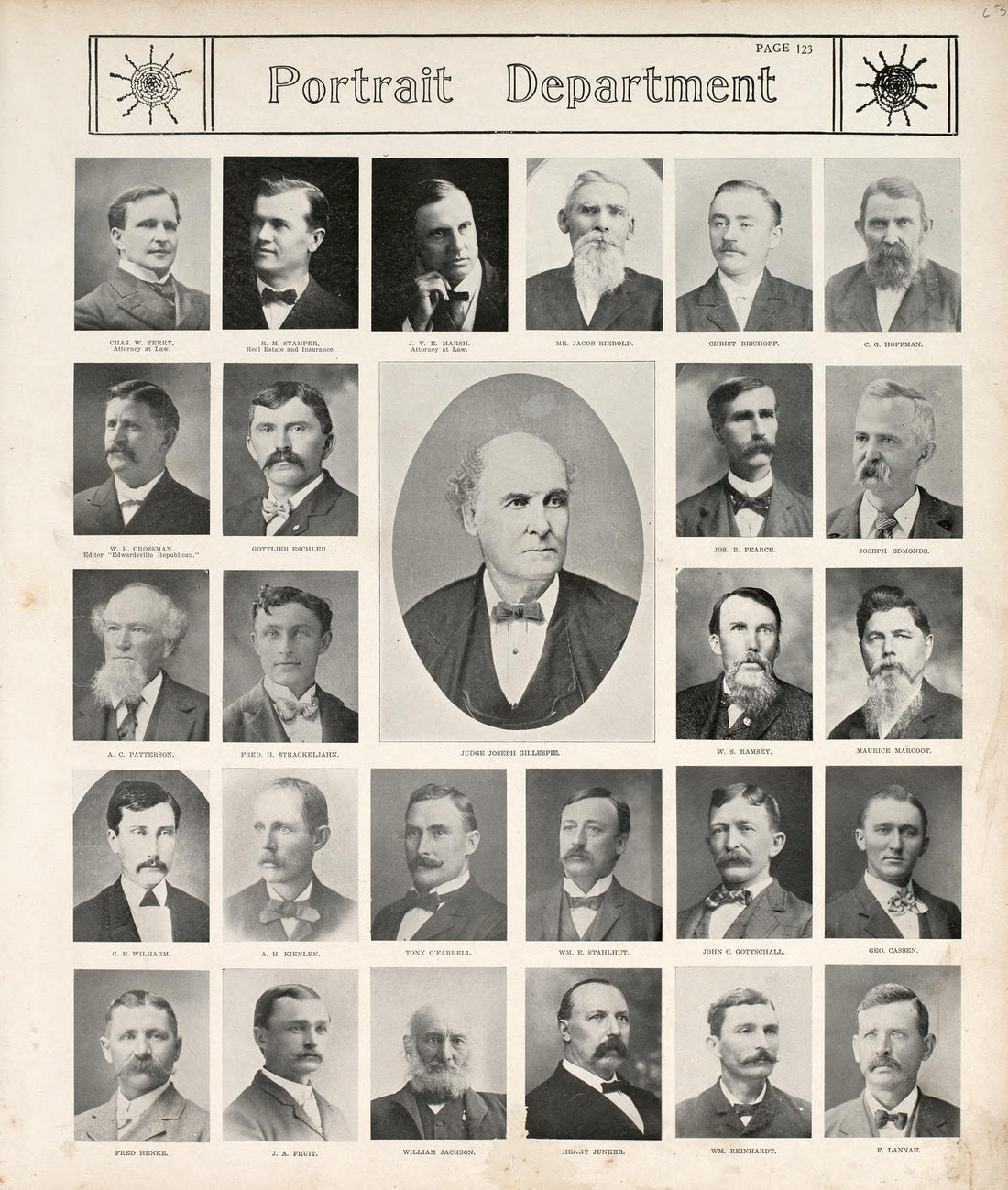 Portrait Department - 1 from Standard Atlas of Madison County, Illinois : Including a Plat Book of the Villages, Cities and Townships of the County, Map of the State, United States and World : Patrons Directory, Reference … 1906 by Relic Map Company