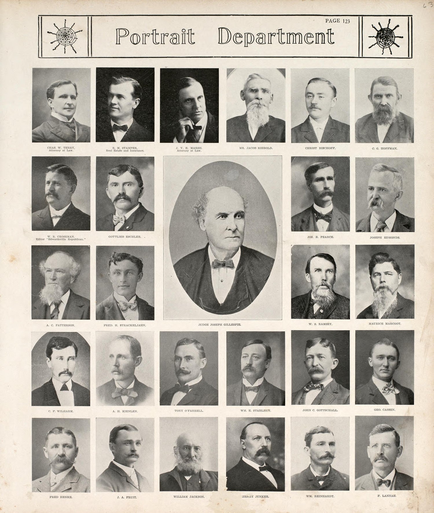 Portrait Department - 1 from Standard Atlas of Madison County, Illinois : Including a Plat Book of the Villages, Cities and Townships of the County, Map of the State, United States and World : Patrons Directory, Reference … 1906 by Relic Map Company