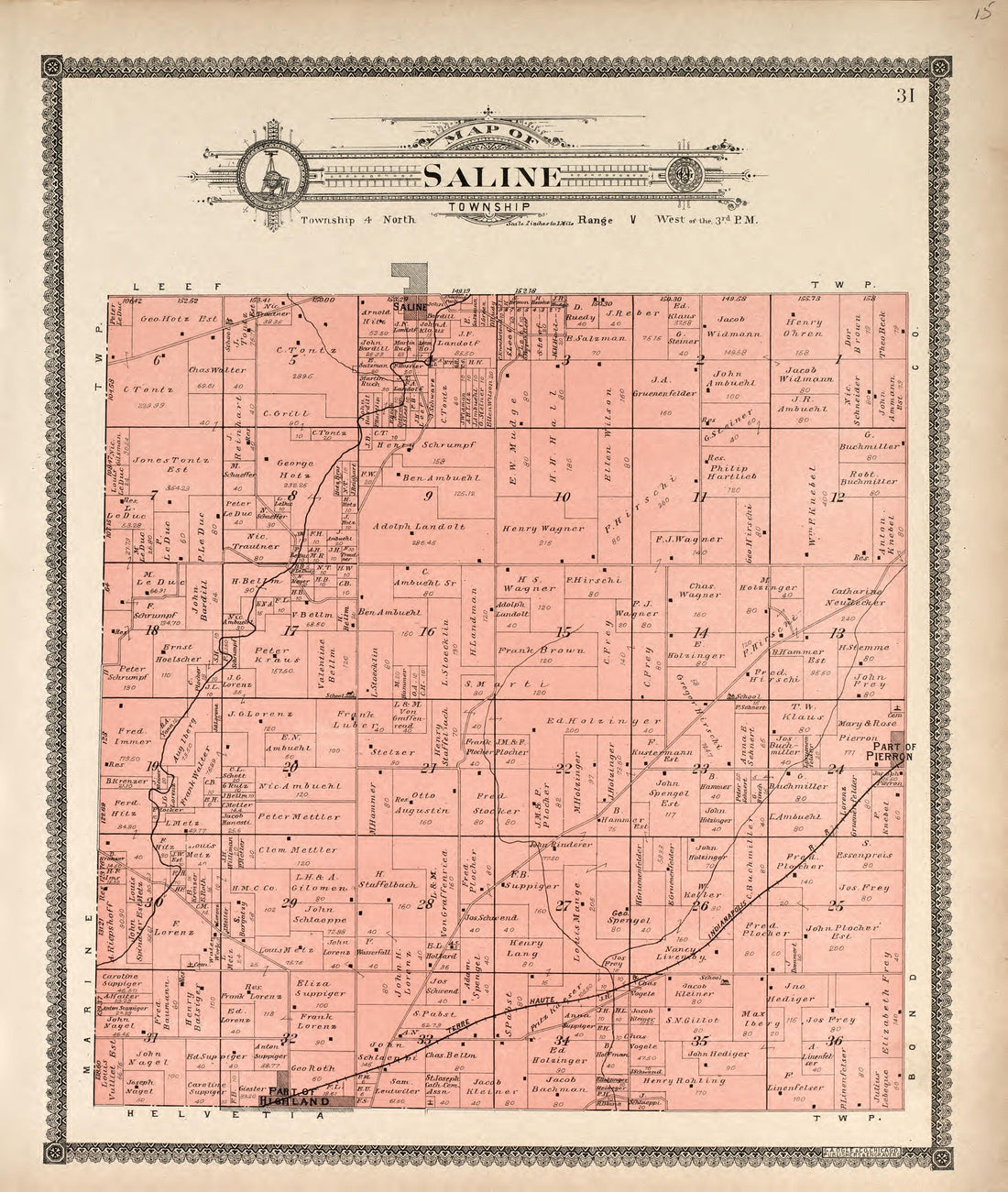 Saline Township from Standard Atlas of Madison County, Illinois : Including a Plat Book of the Villages, Cities and Townships of the County, Map of the State, United States and World : Patrons Directory, Reference … 1906 by Relic Map Company